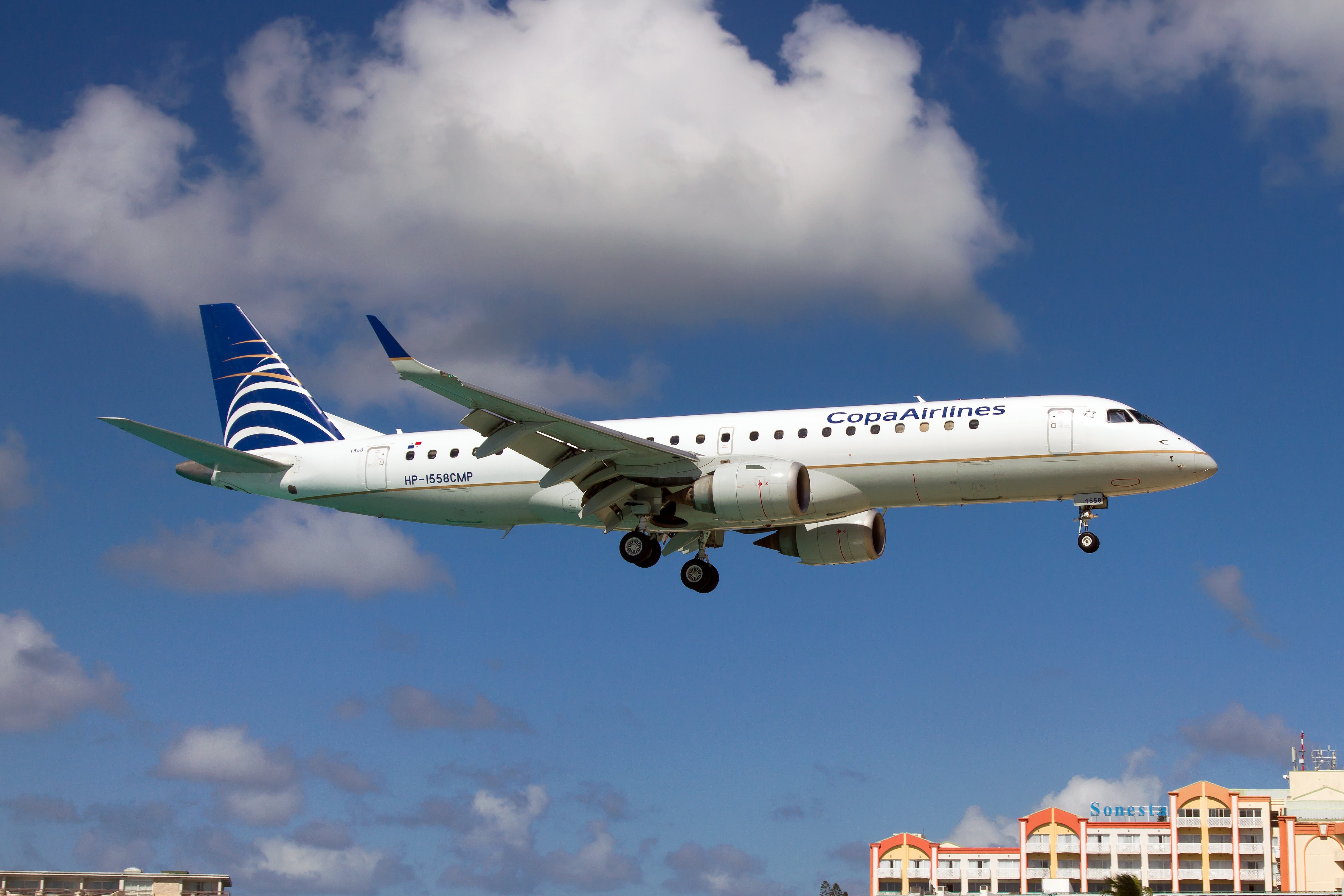A Copa Airlines Embraer 190 seen landing at airport Princess