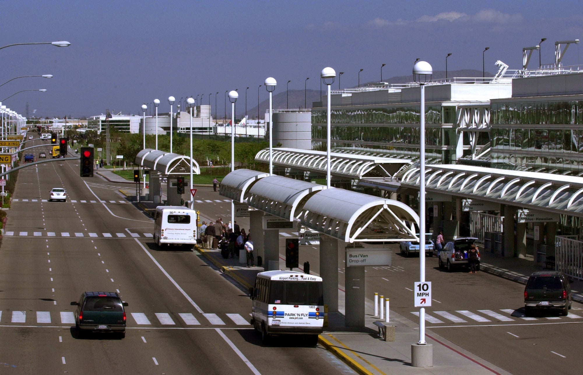 Ontario, Apr. 29, 2003 A view of Ontario International Airport with its two new terminals, 265,0
