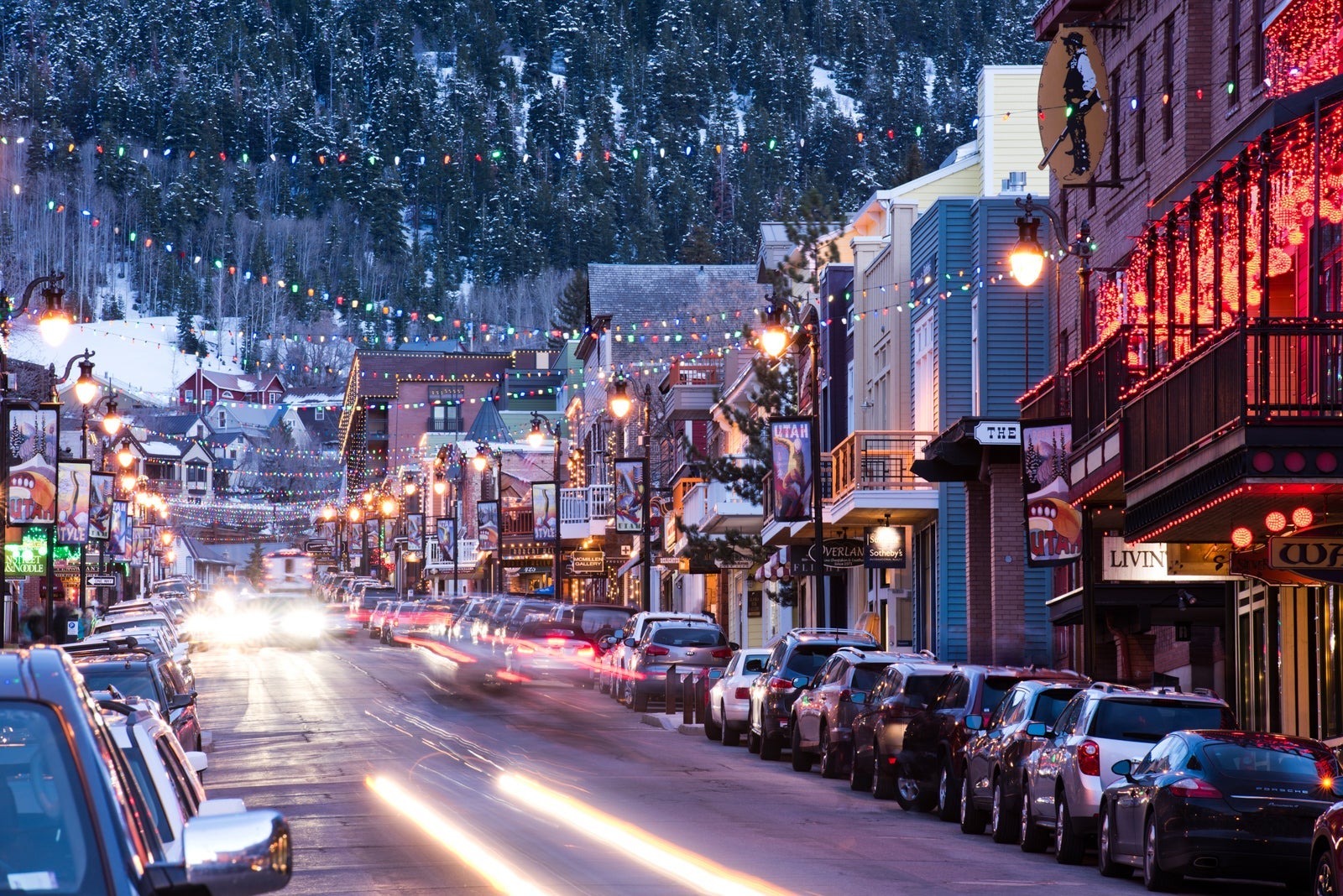 Long exposure of Main St. in Park City, Utah.