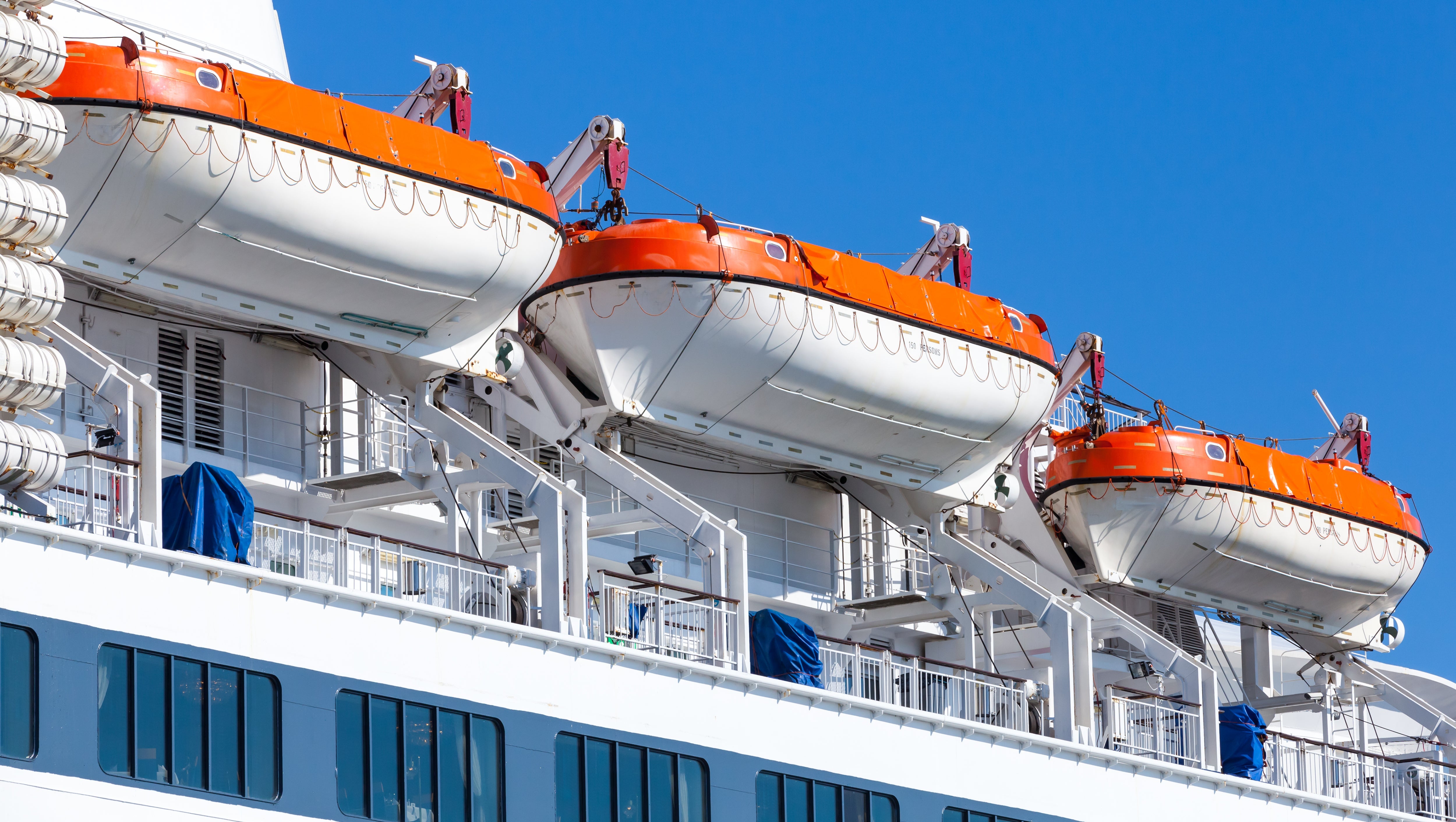 Rescue boats on big passenger ship
