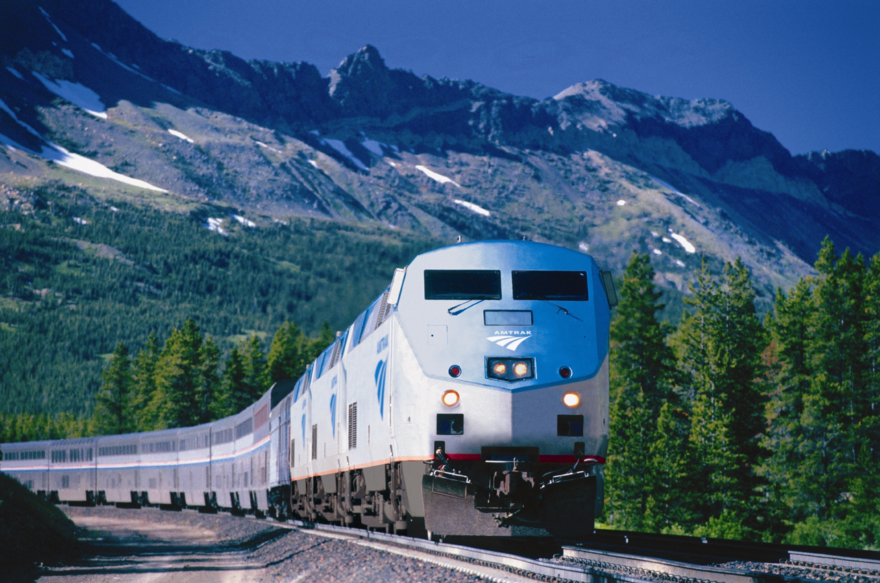 Amtrak Empire Builder Nears Glacier National Park. (Photo courtesy Amtrak)