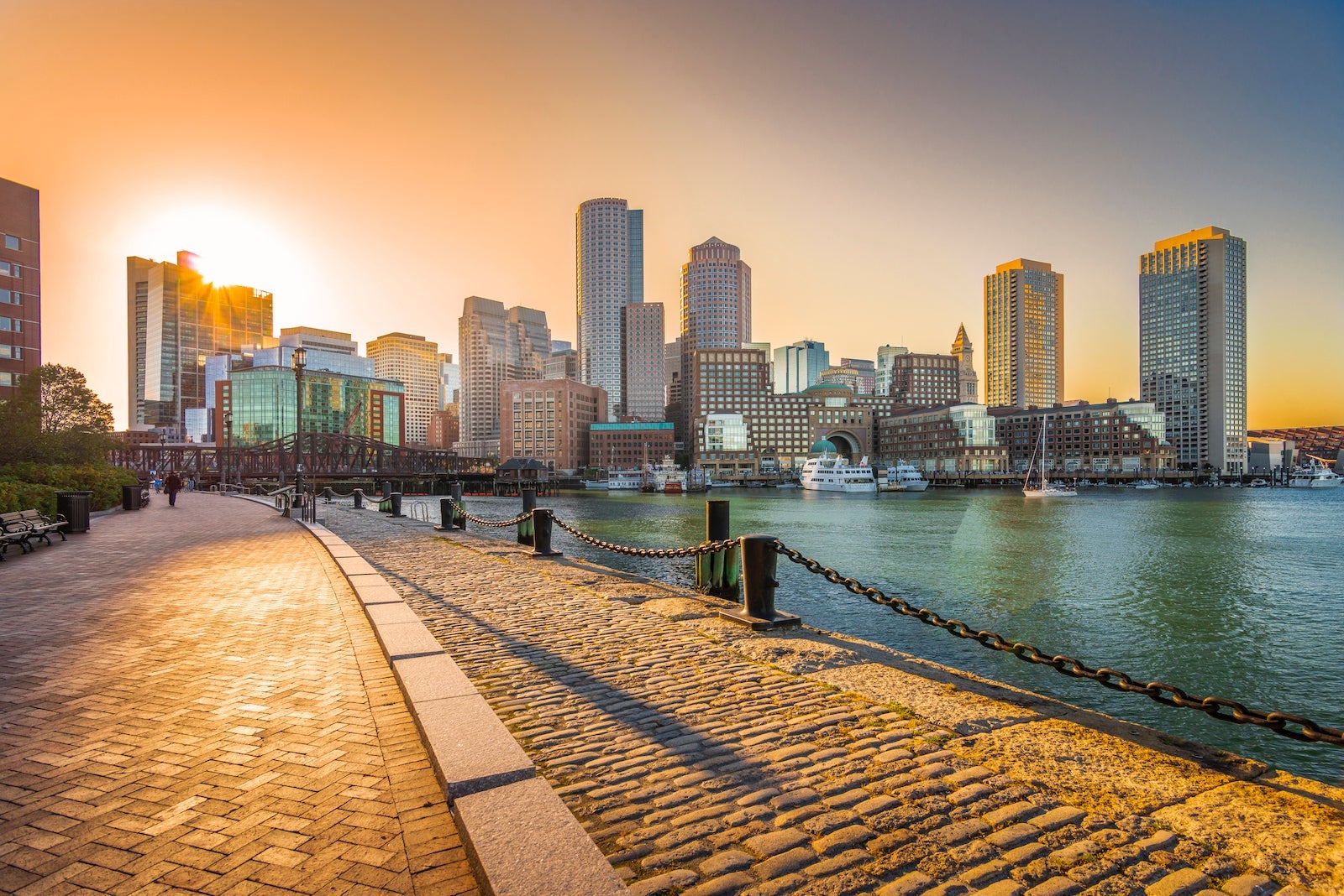 Boston Skyline at the sunset
