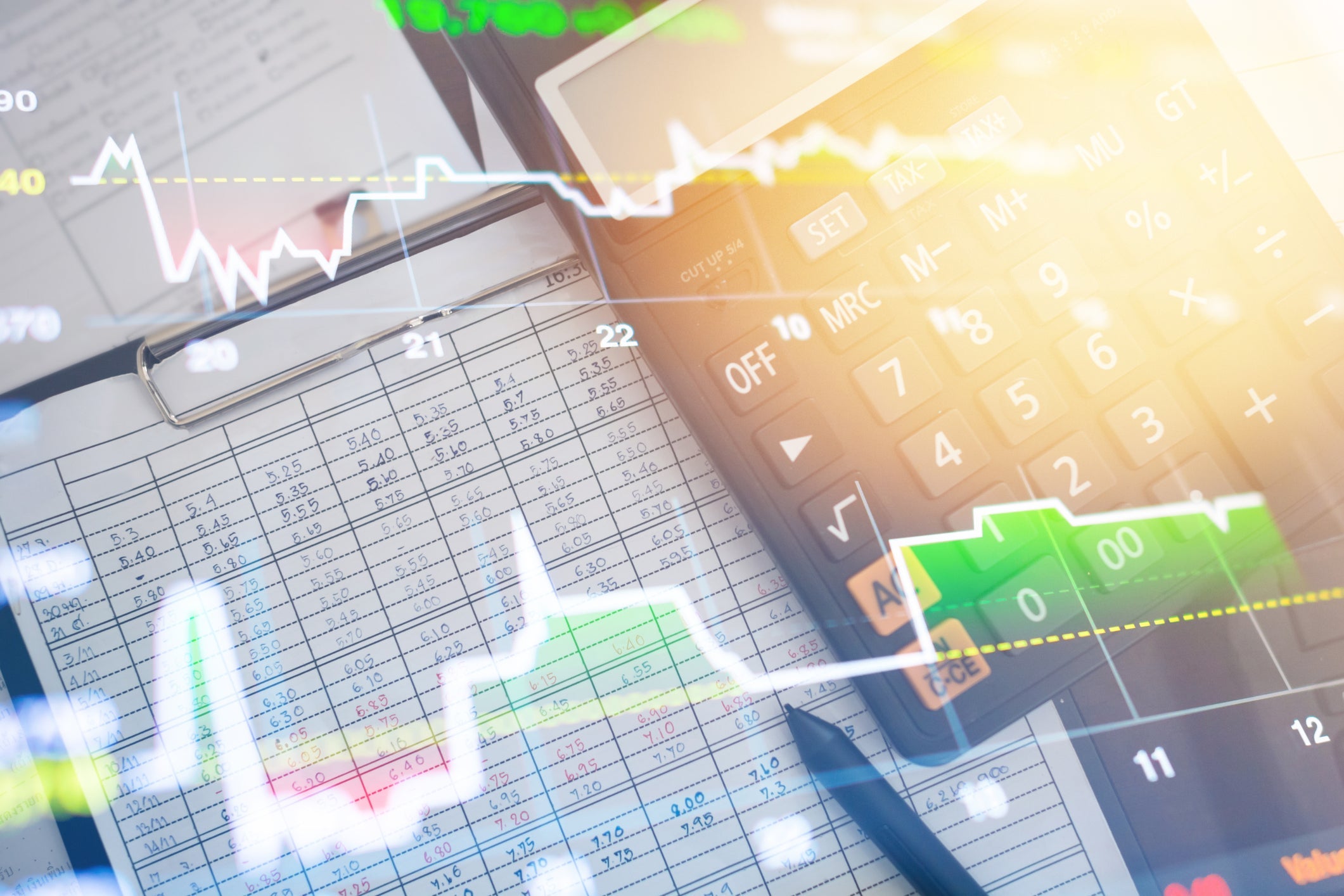 Investment theme stockmarket and finance business analysis stockmarket with digital tablet