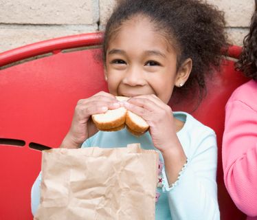 Girl eating lunch at recess