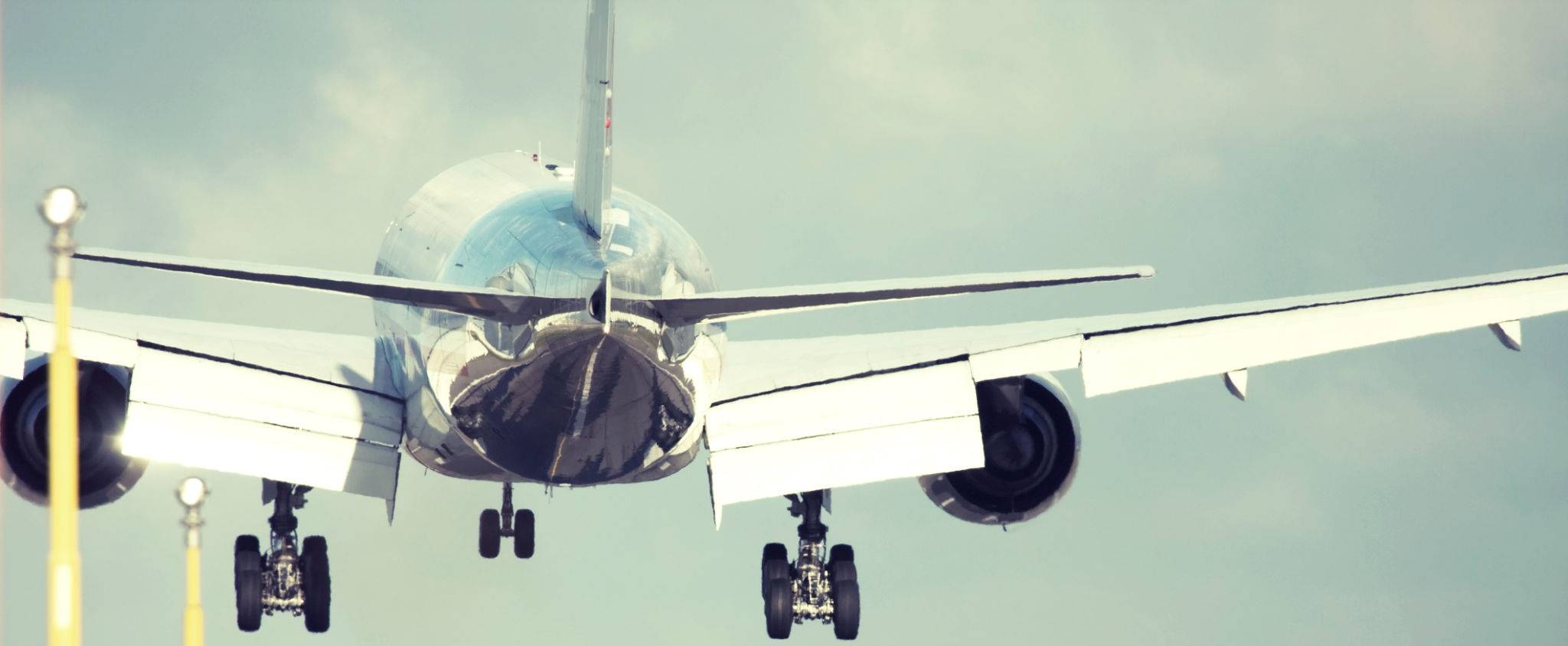 Commercial airplane landing and landing lights