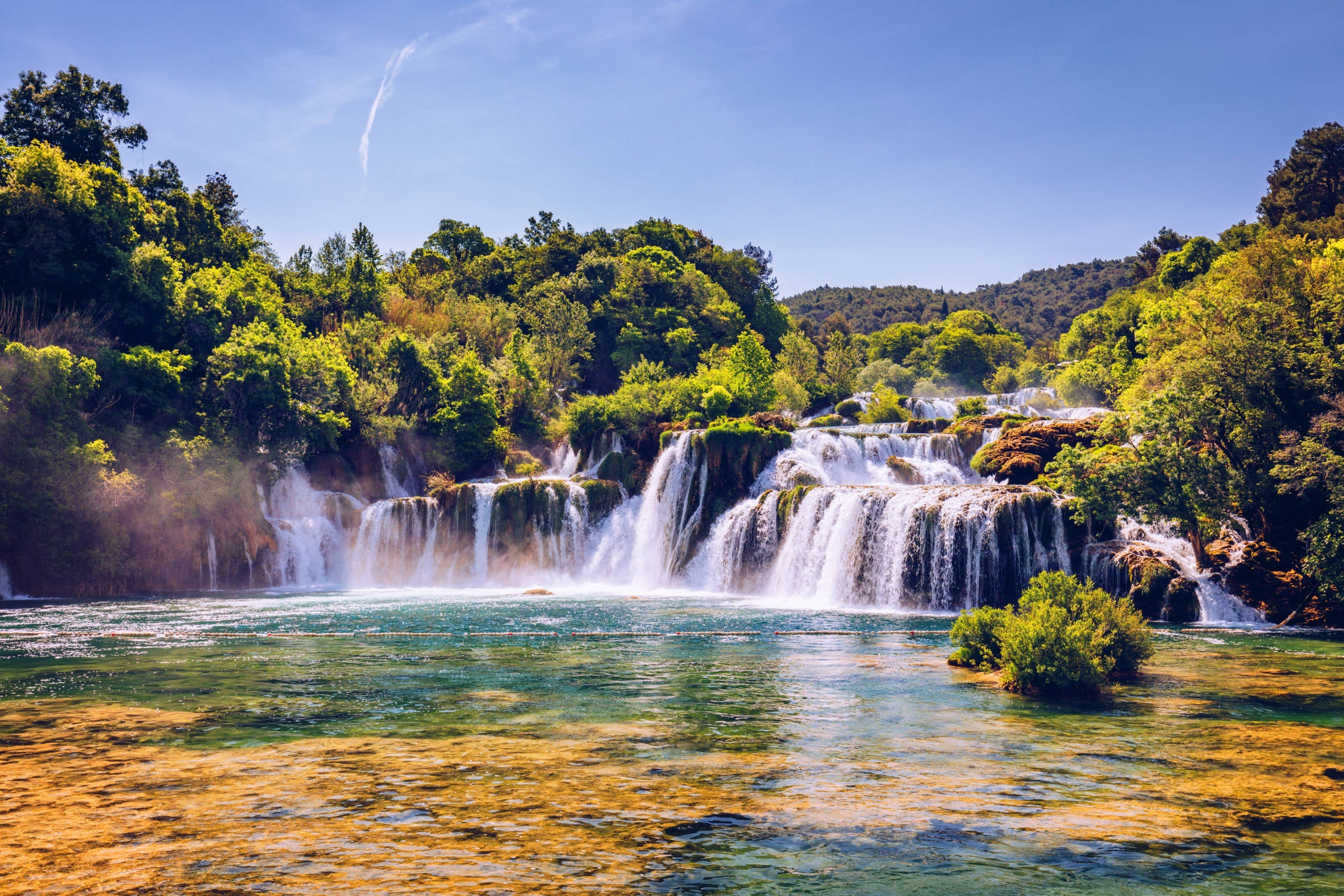 Beautiful Skradinski Buk Waterfall In Krka National Park, Dalmatia, Croatia, Europe. The magical waterfalls of Krka National Park, Split. An incredible place to visit near Split, Croatia.
