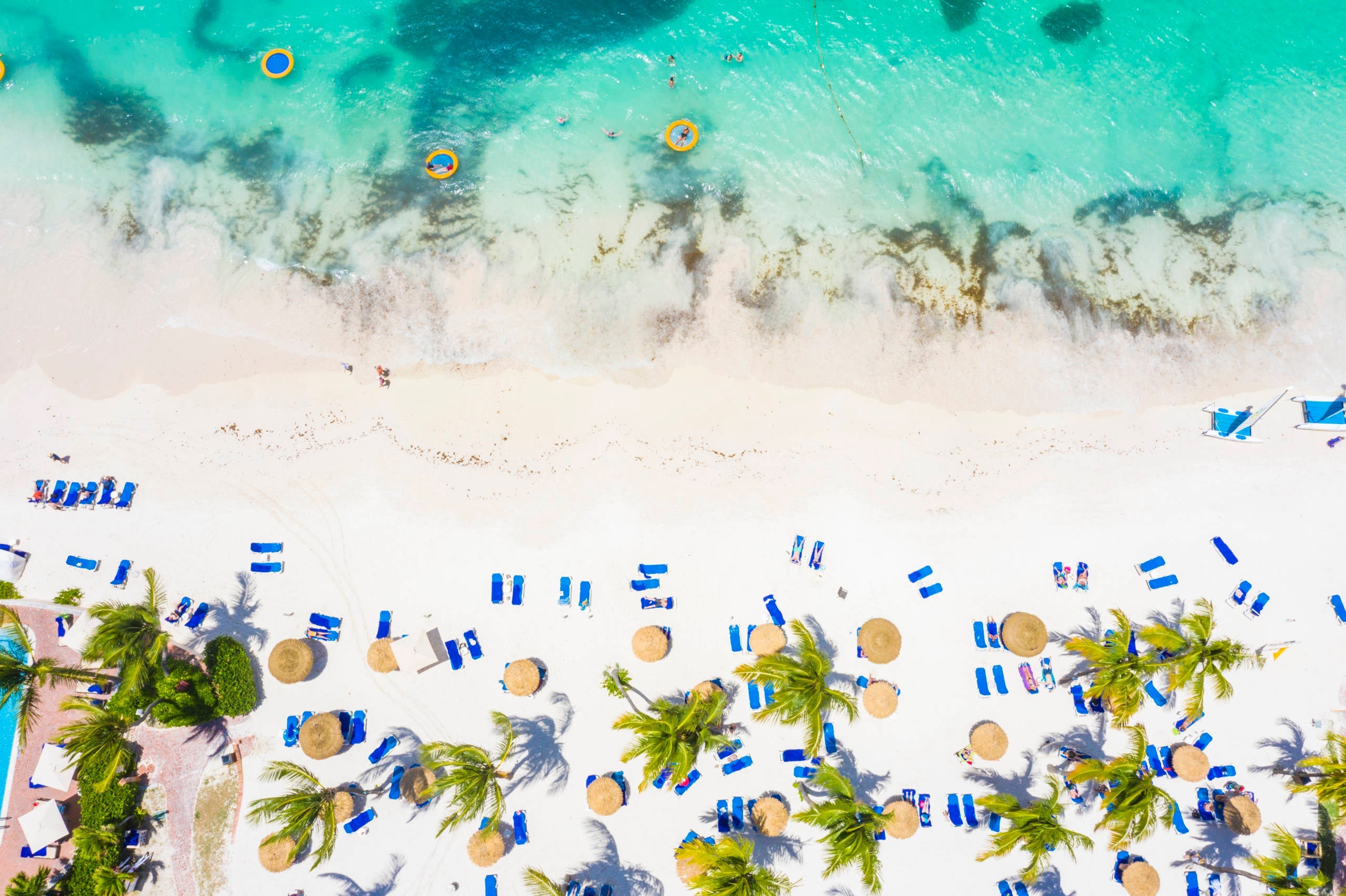 White sand beach from above, Caribbean, Antilles