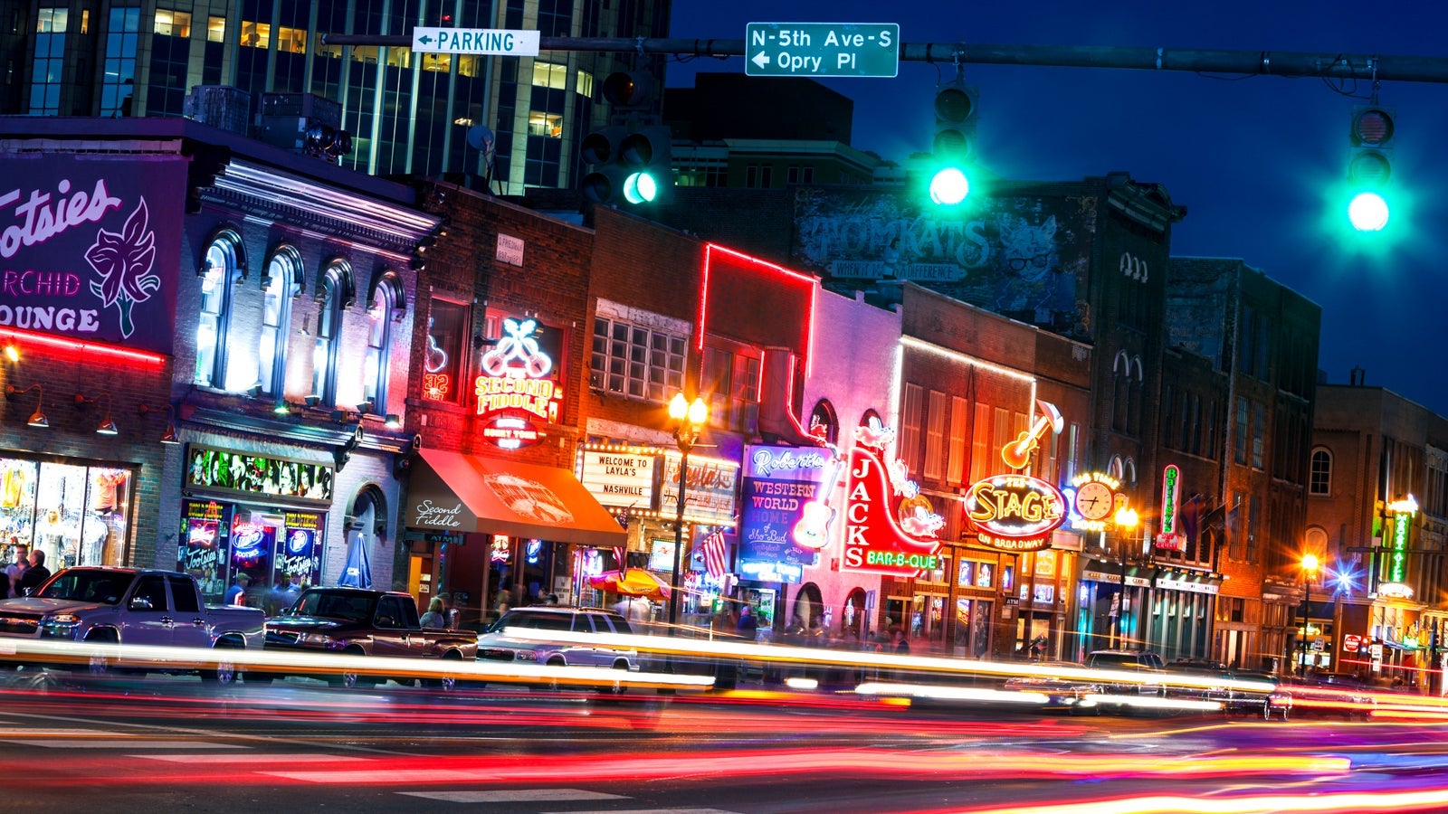 Nashville's Broadway at night