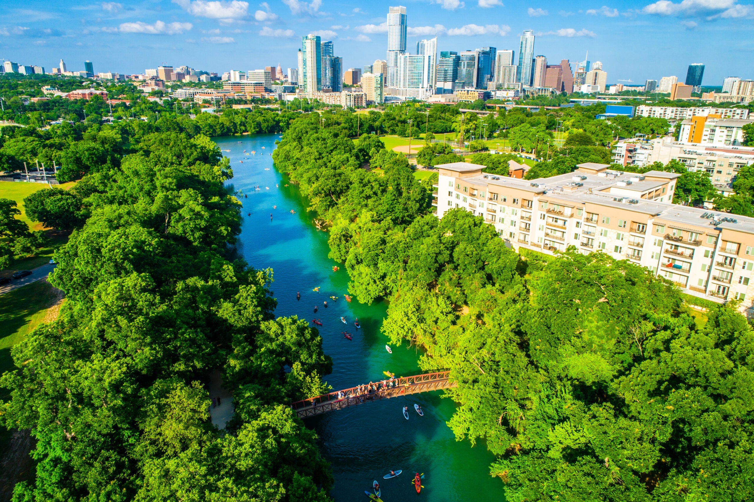 Austin downtown skyline town lake barton springs