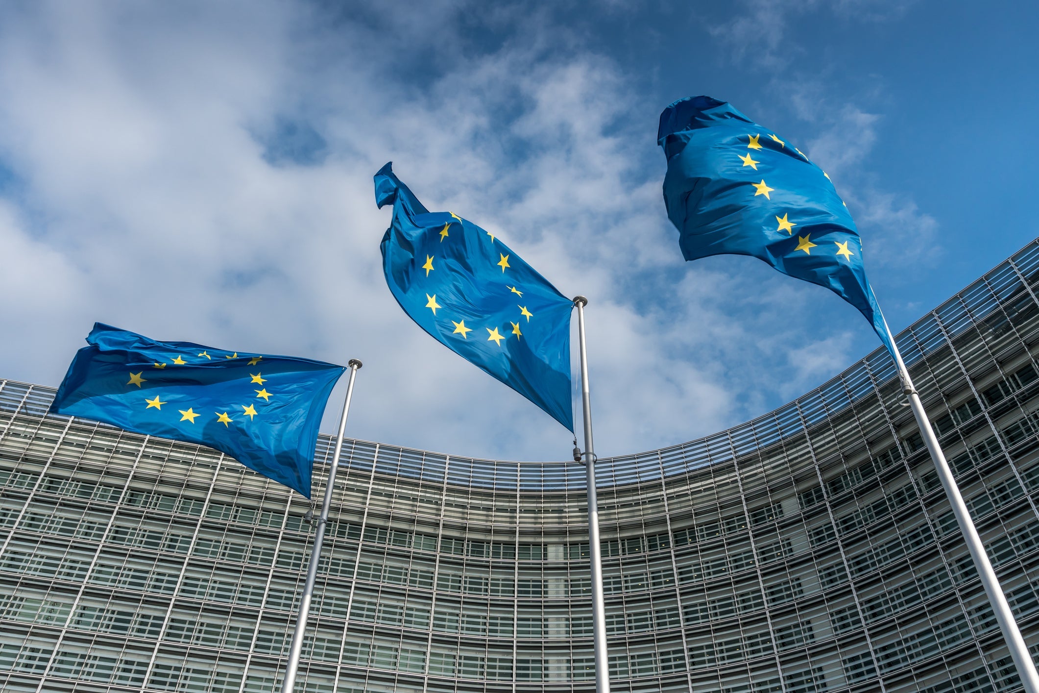 European Union flags at Berlaymont building