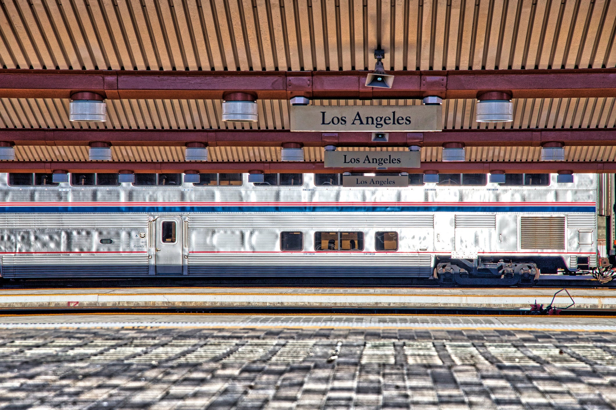 Amtrak train at Los Angeles Union Station