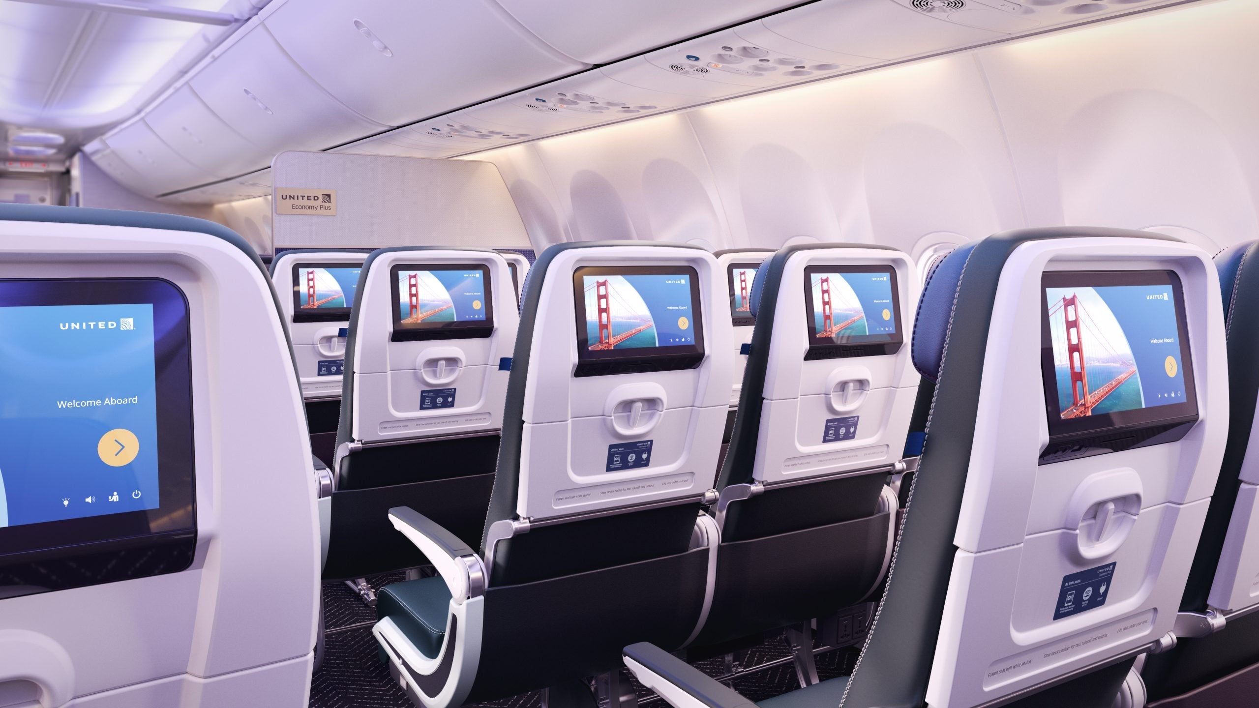 United New Narrowbody Interior IFE Rendering