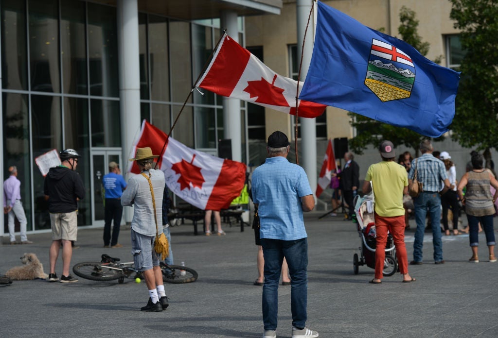 Anti-Vaccination Protest In Edmonton