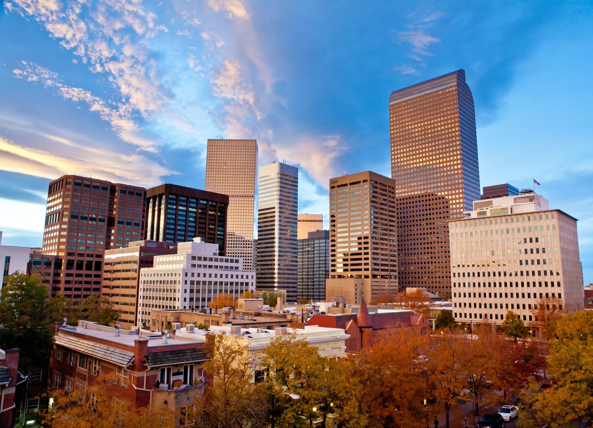 Autumn Sunset Over the Downtown Denver Skyline