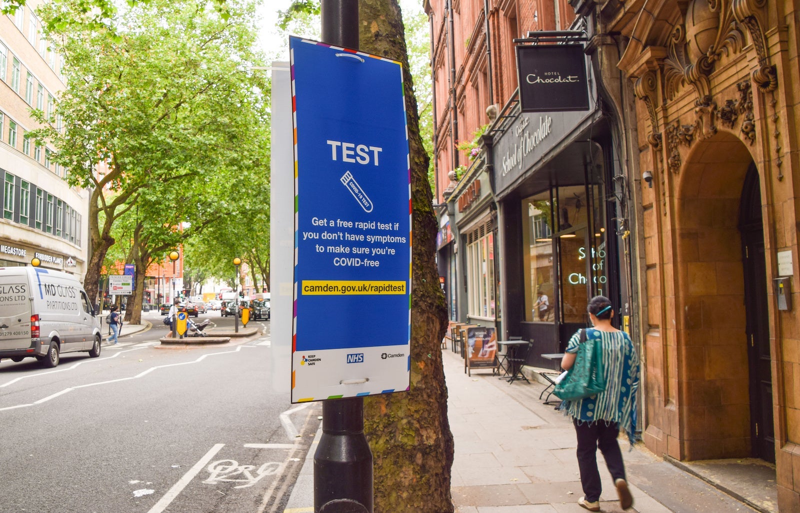 A new COVID-19 Rapid Test advice sign seen in Central London