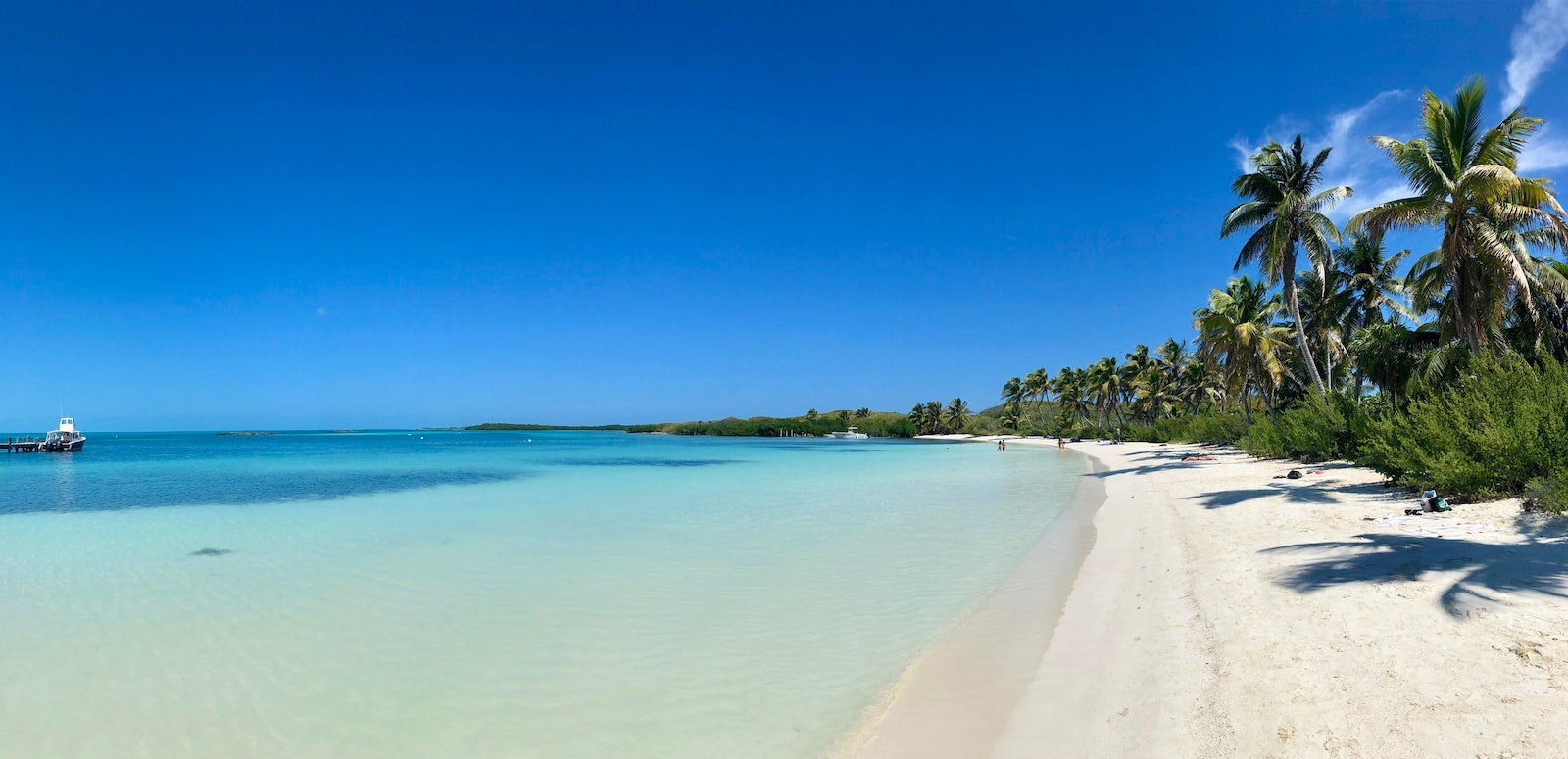 Scenic View Of Beach Against Clear Blue Sky
