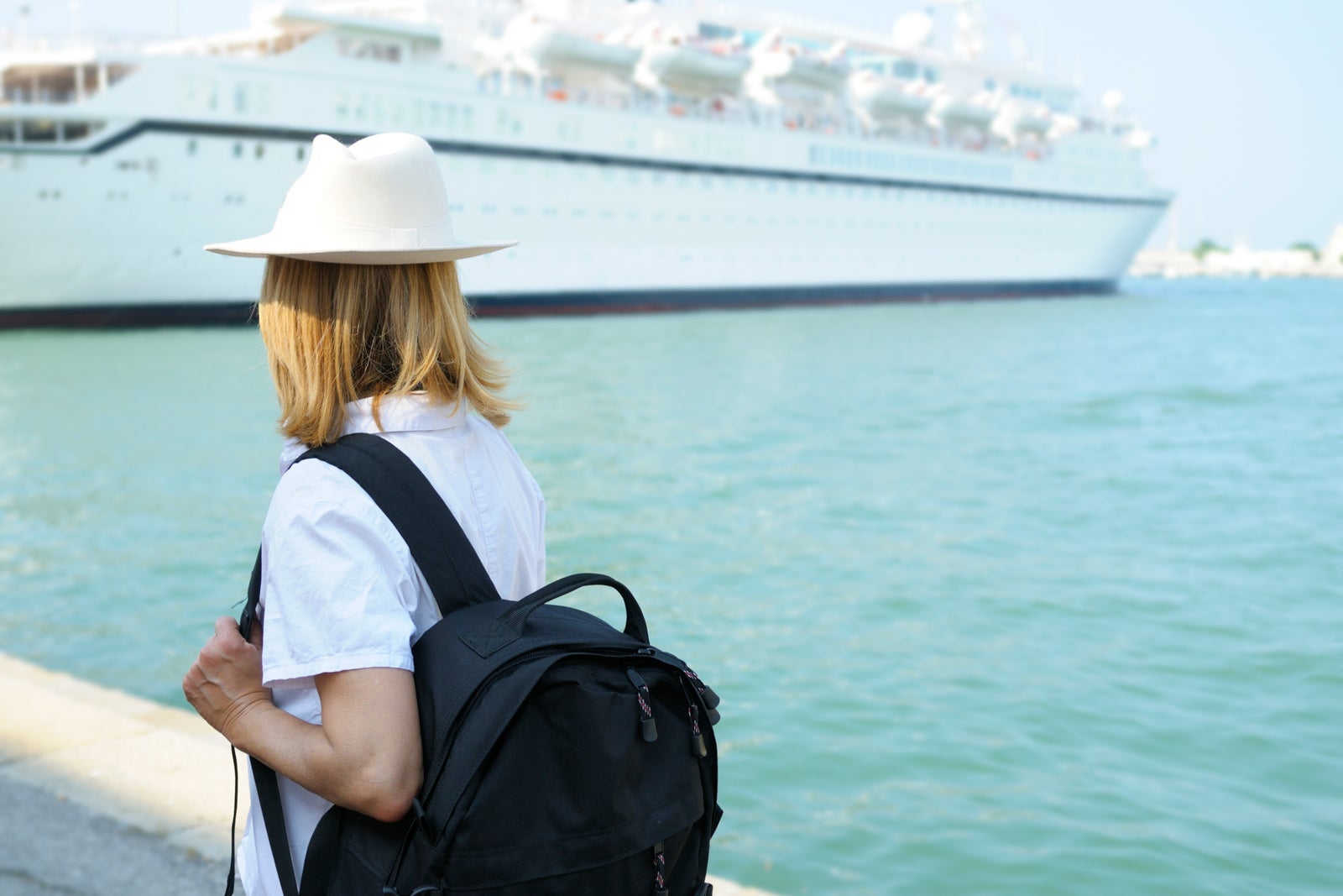 Woman Waiting for Cruise Ship