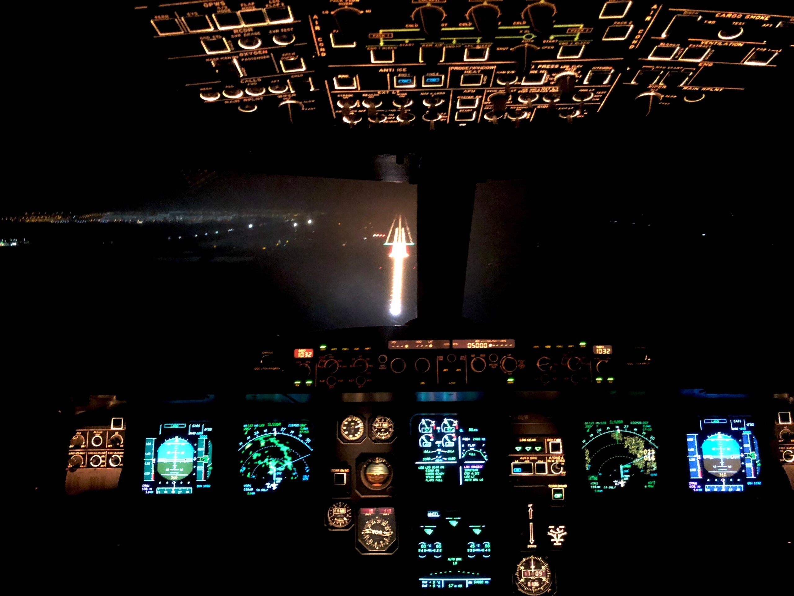 Interior Of Illuminated Cockpit
