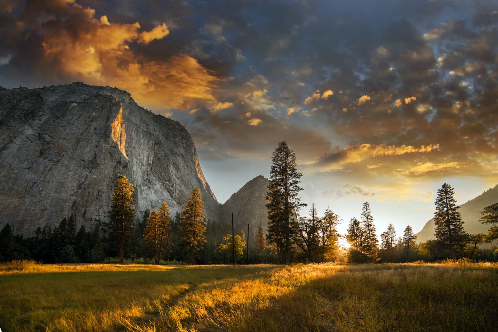 The Sierra Nevada at sunrise in Yosemite National Park in California.