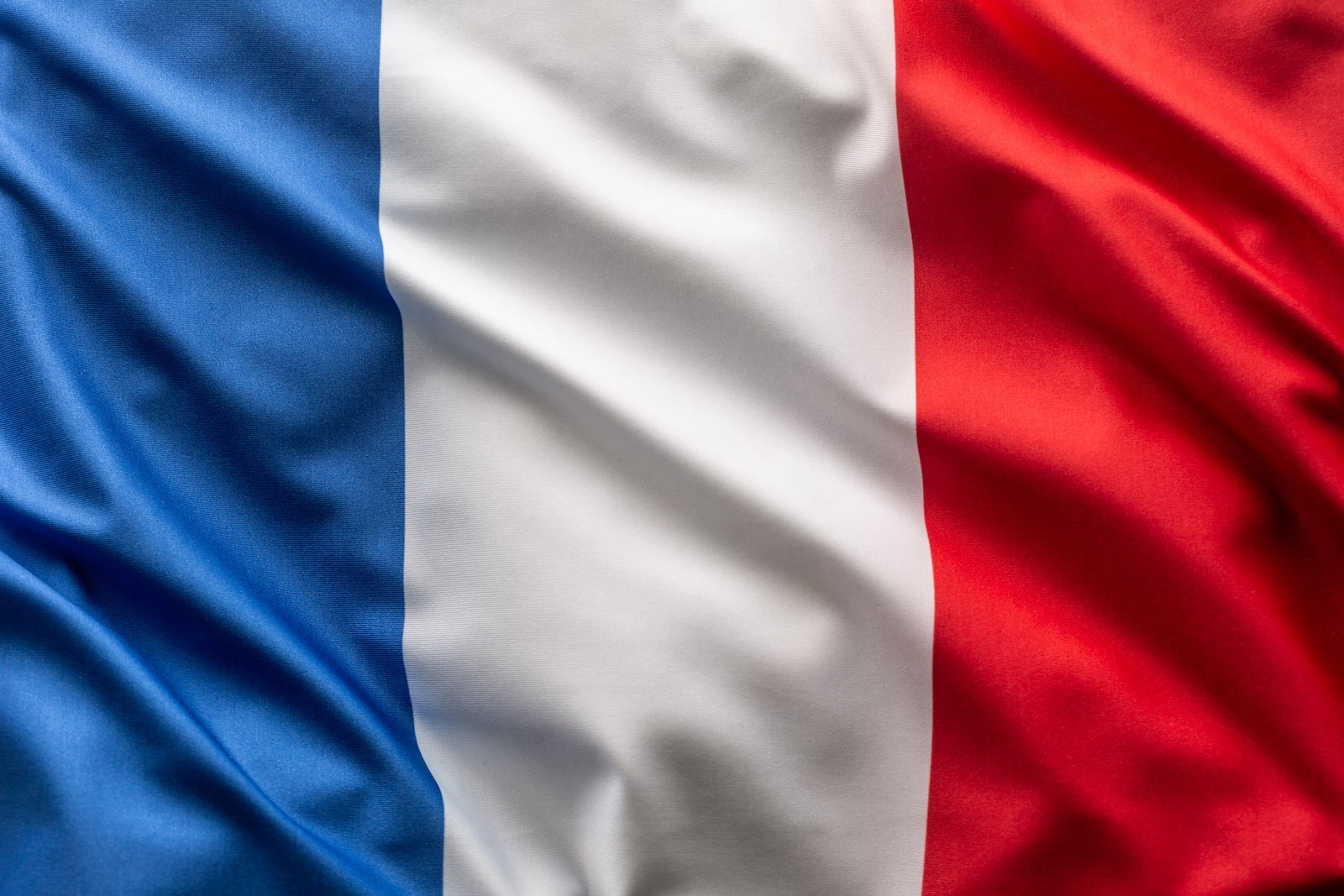 Flag of France blowing in the wind.