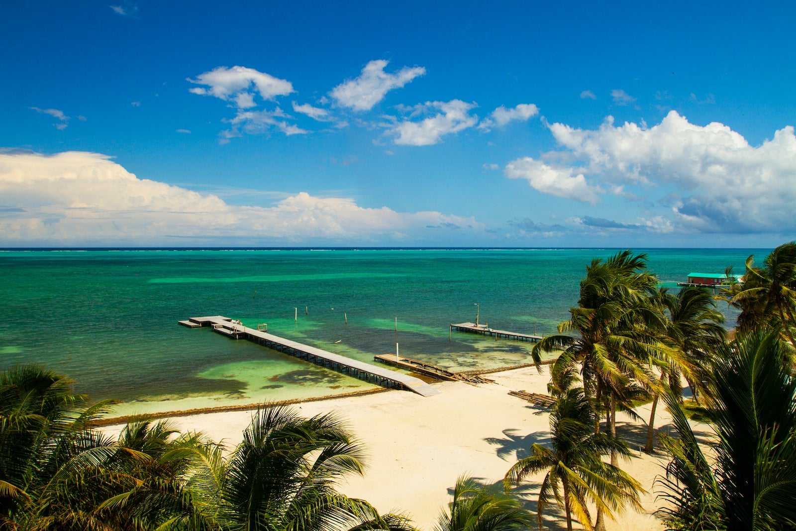 Beach and Barrier Reef at Caye Caulker, Belize