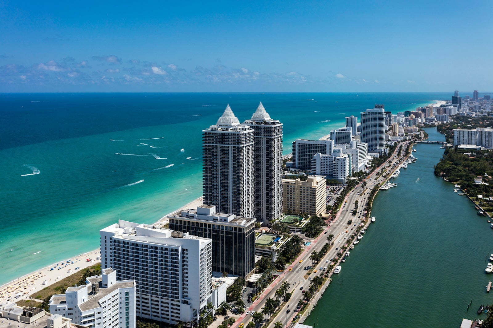 Aerial view of South Beach Miami Florida