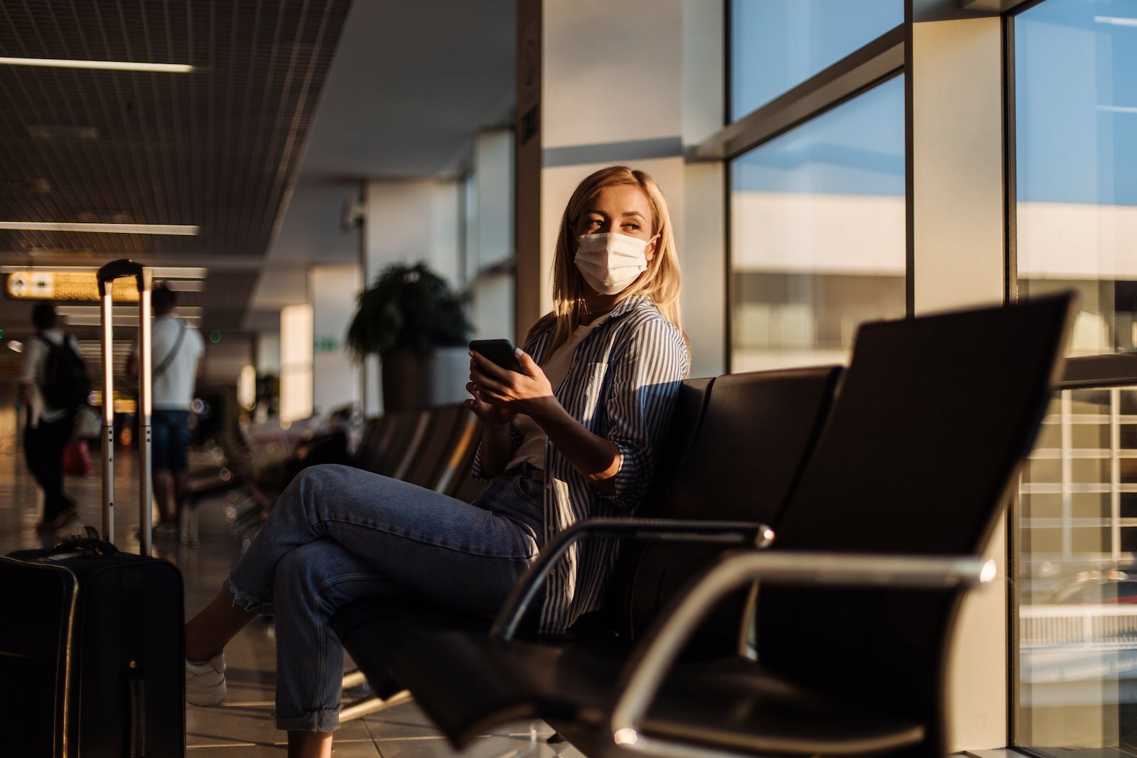 You can see her smile even with the mask on