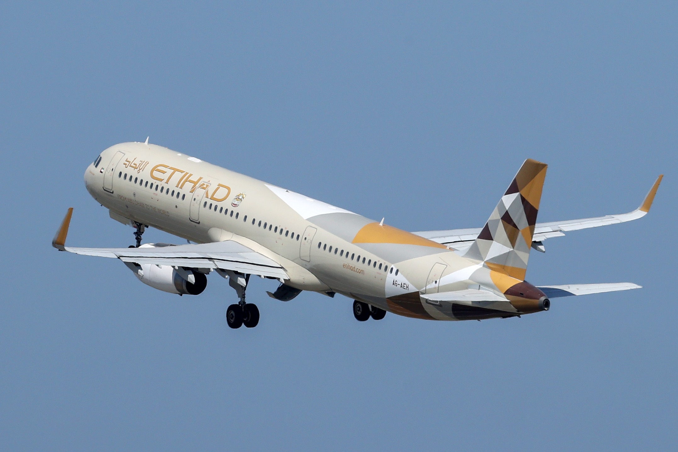 Etihad plane taking off in Istanbul