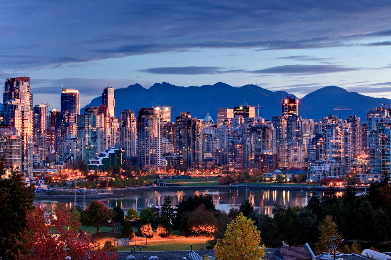 Vancouver skyline in front of North Shore Mountains