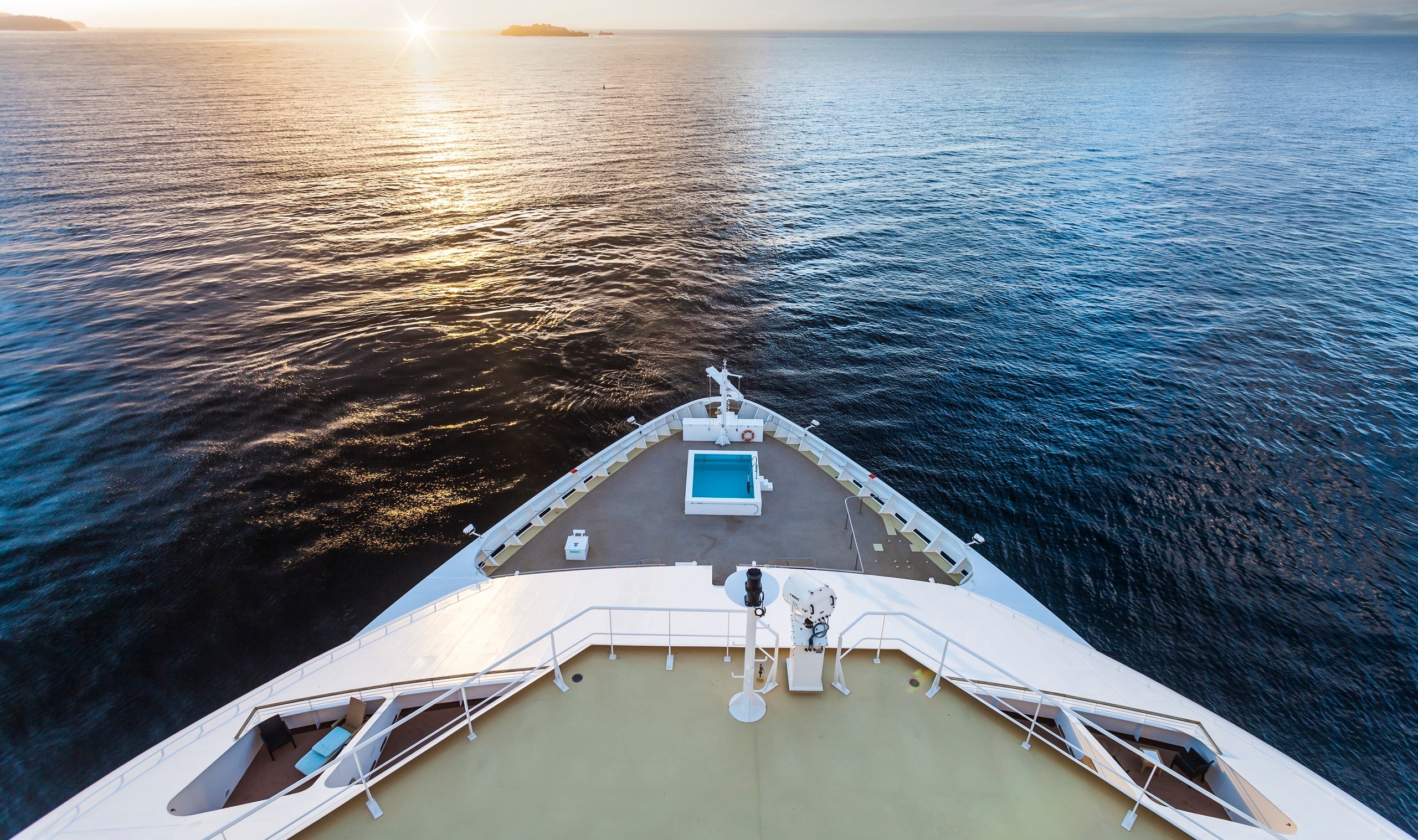 Watching the sunrise at Cruise Ship Bow