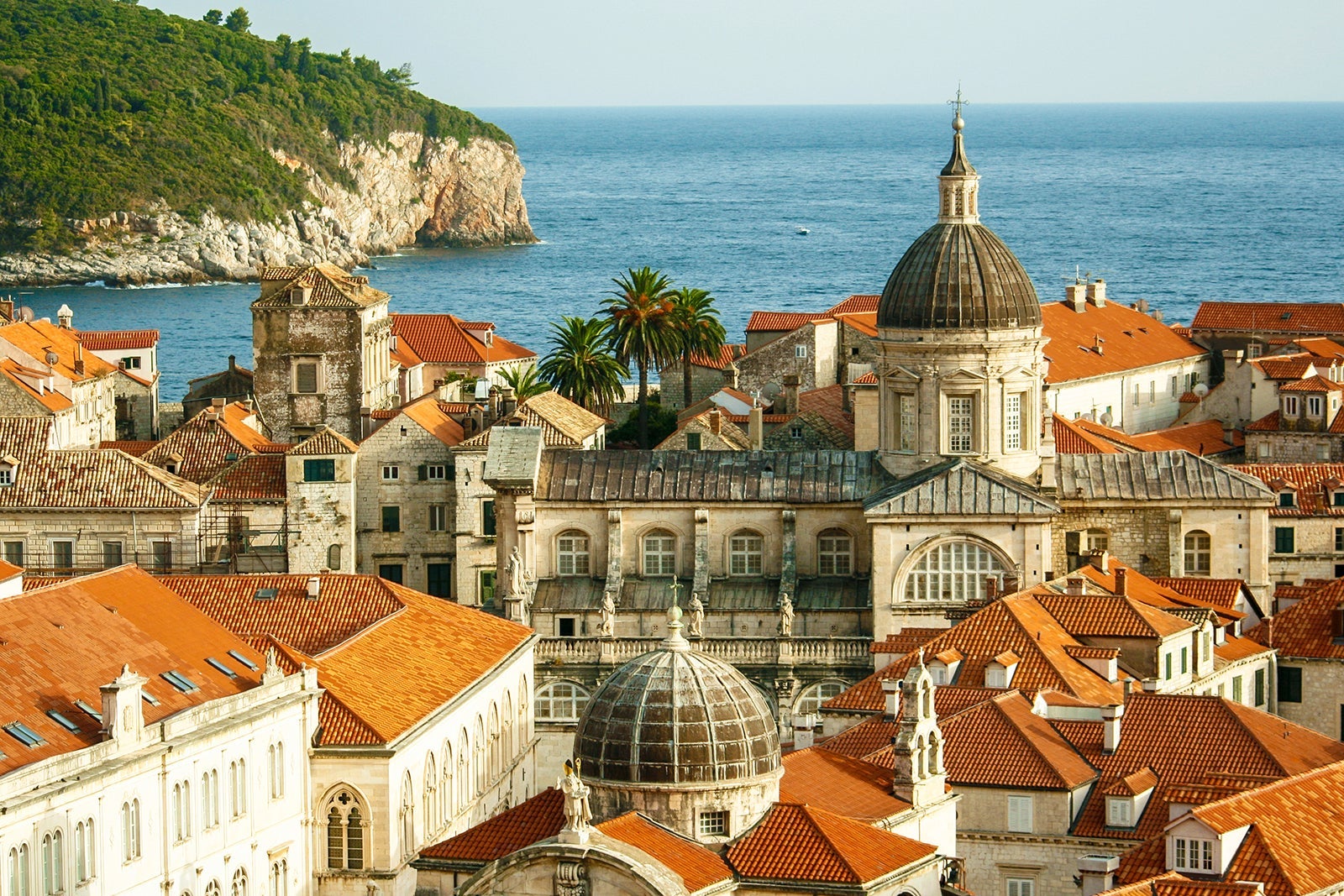 Dubrovnik old city view with The Assumption Cathedral is a Roman Catholic cathedral in the main focus, Croatia