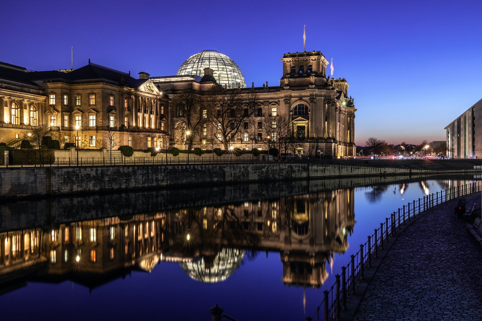 Reichstag building at blue hour (German parliament building) - Berlin, Germany