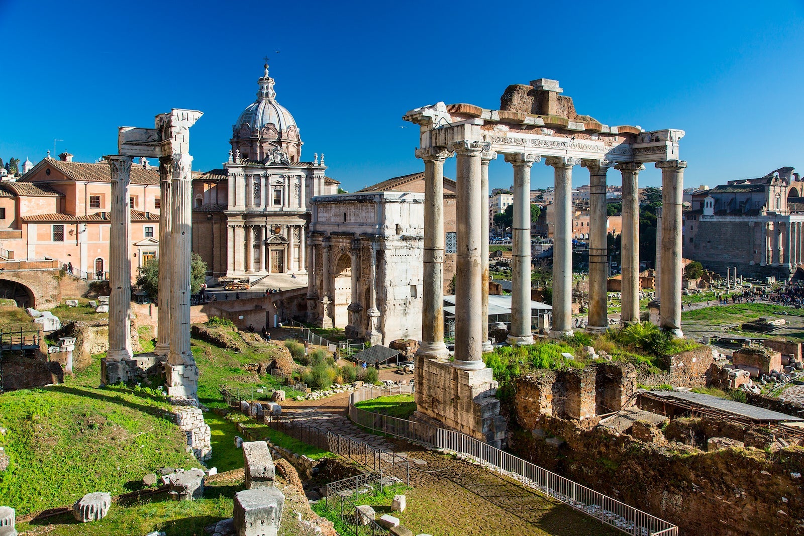 Roman Forum, Arch San Severus and Temple of Saturn