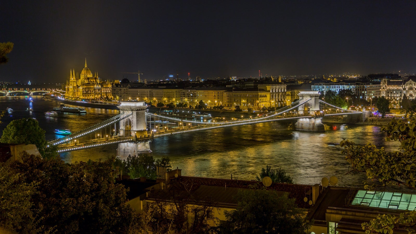 Glowing lights and stunning architecture.