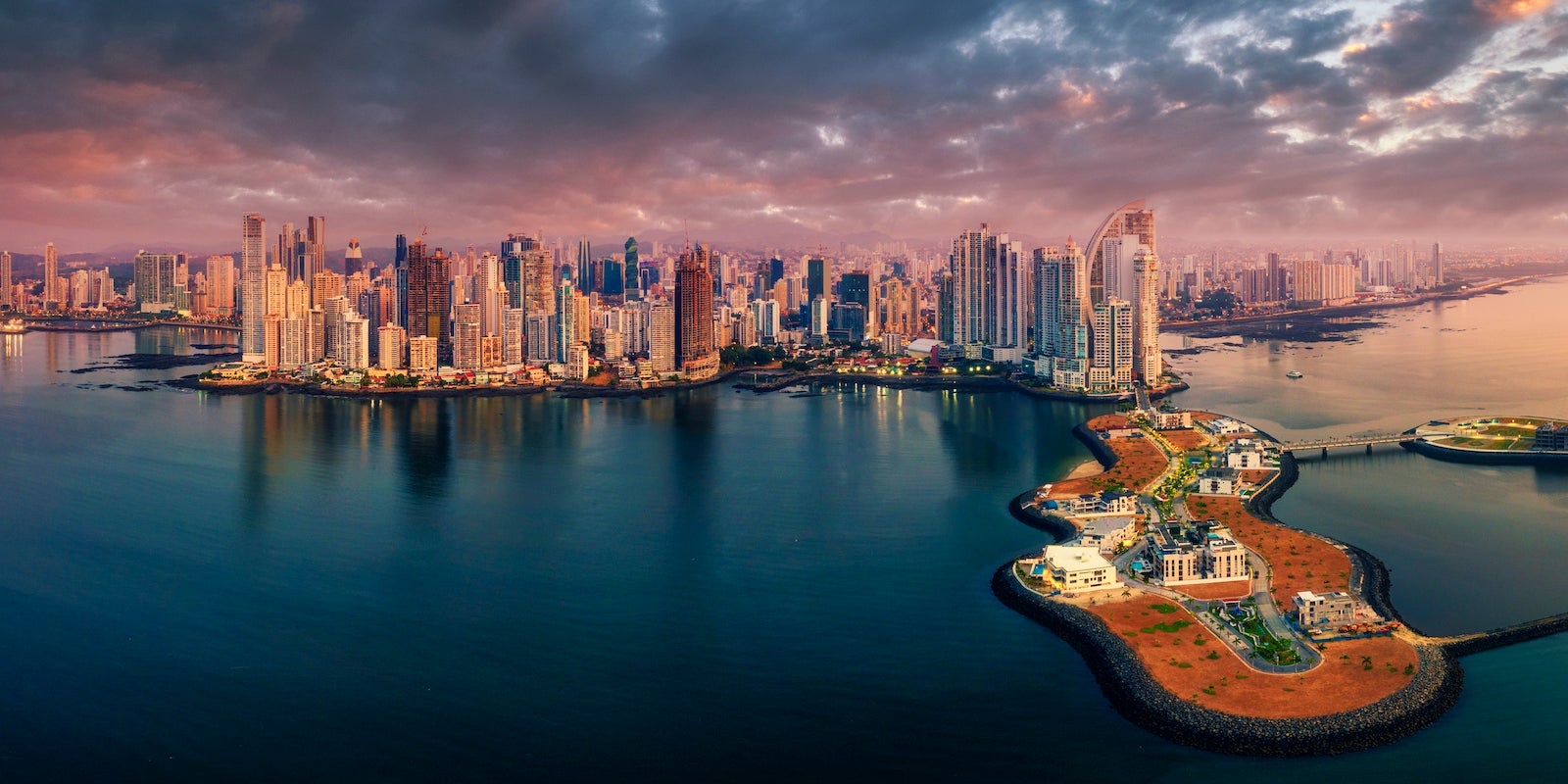 Aerial view of Punta Pacifica skyline, Panama city