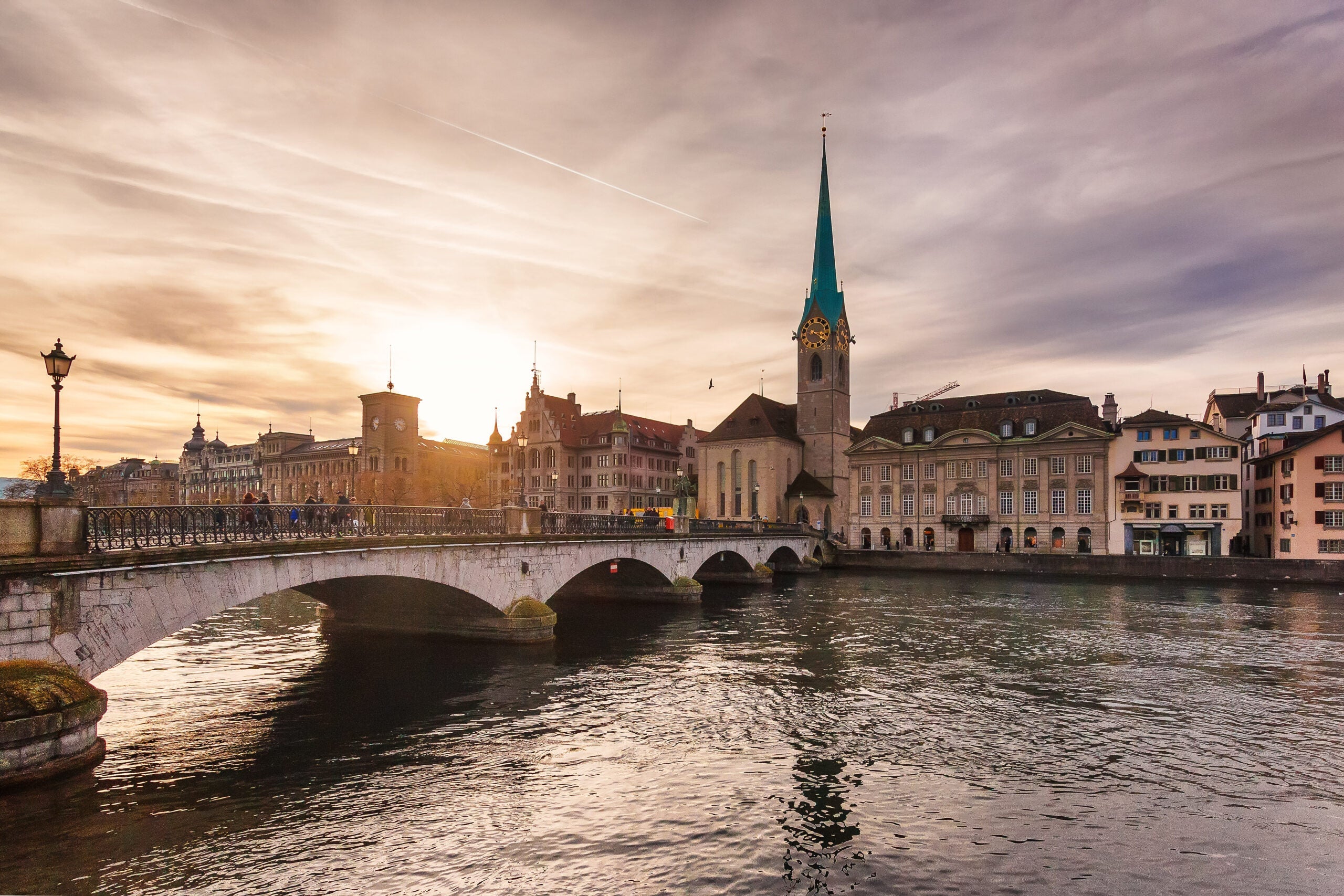 Fraumünster Church at Sunset