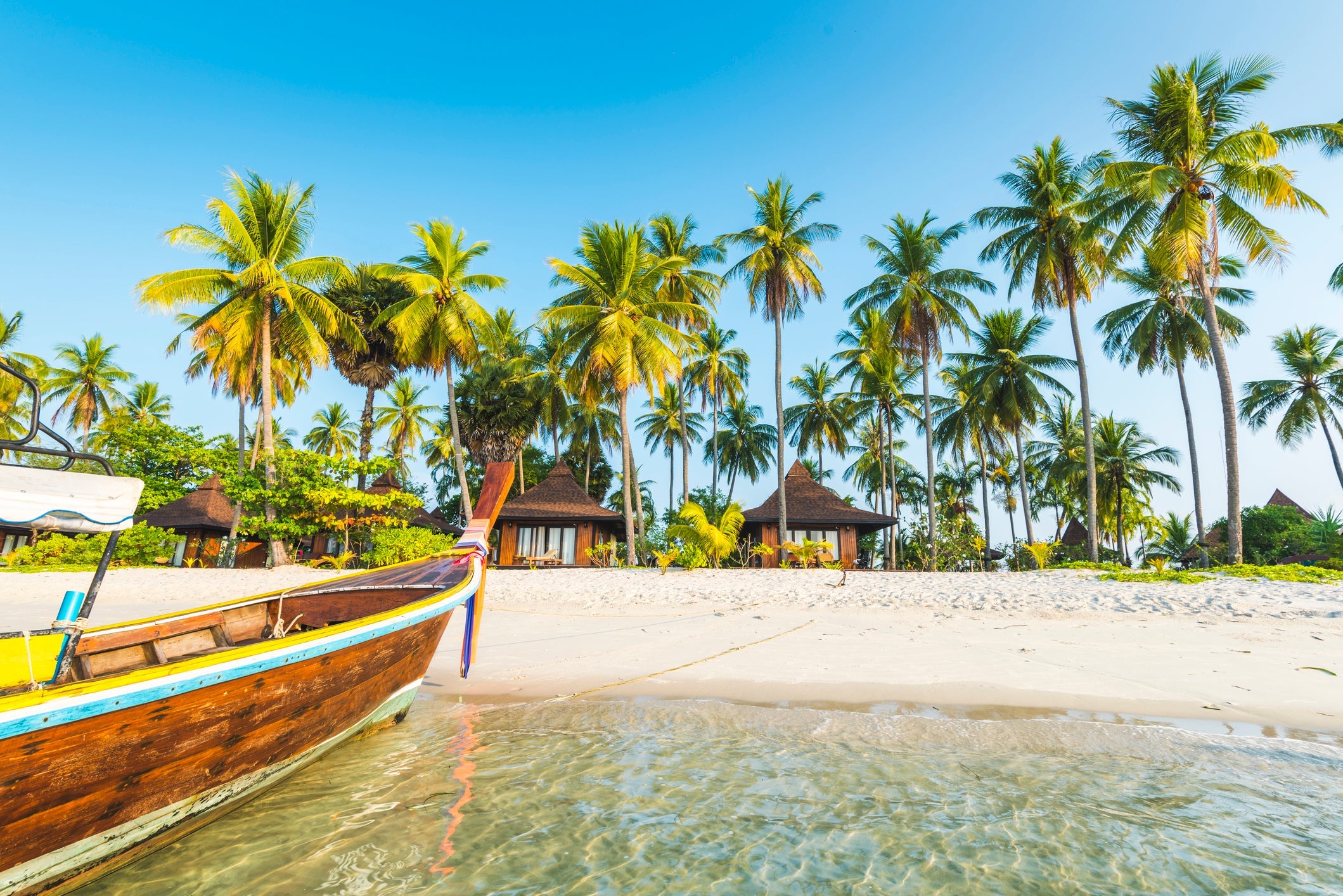 Tourist resort's bungalows on the beach, Ko Mook, Thailand