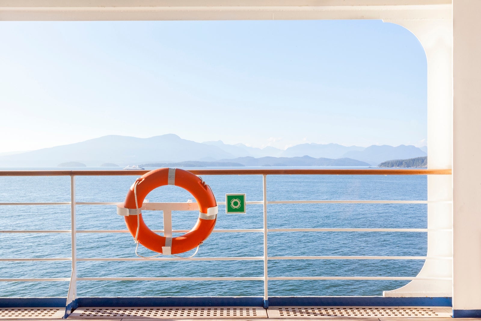 Lifebelt at an outside deck of a cruise ship - Vancouver, Canada