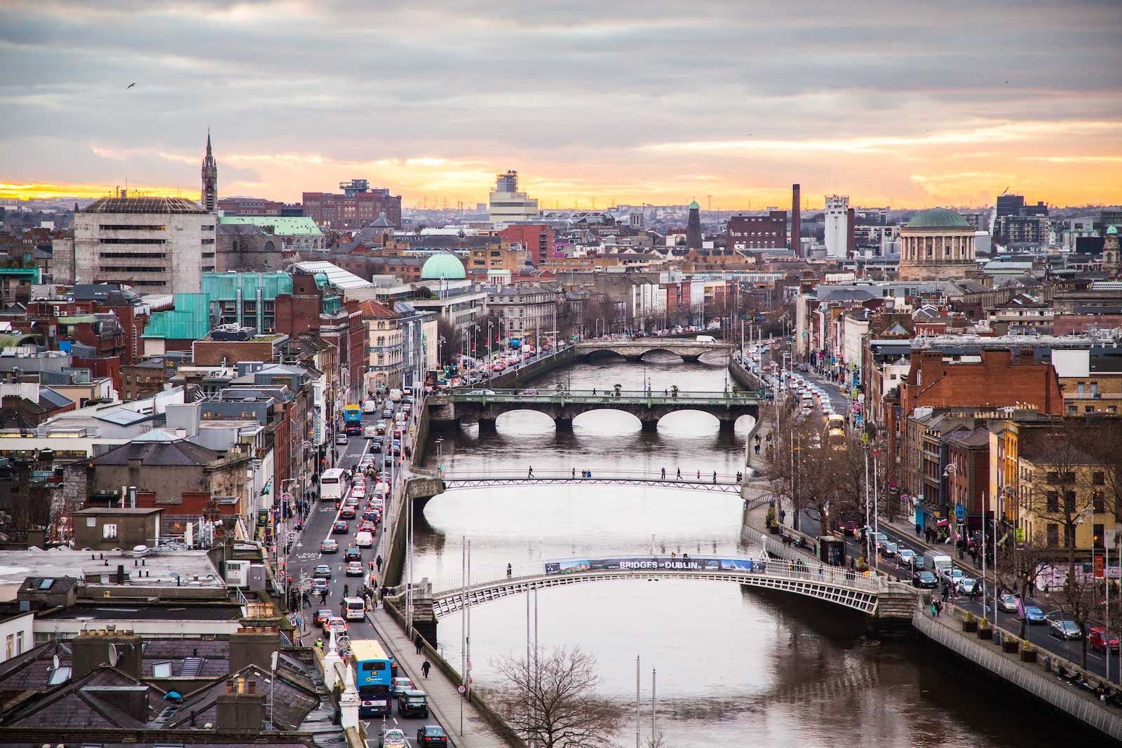 Viewpoint over the quays, Dublin City