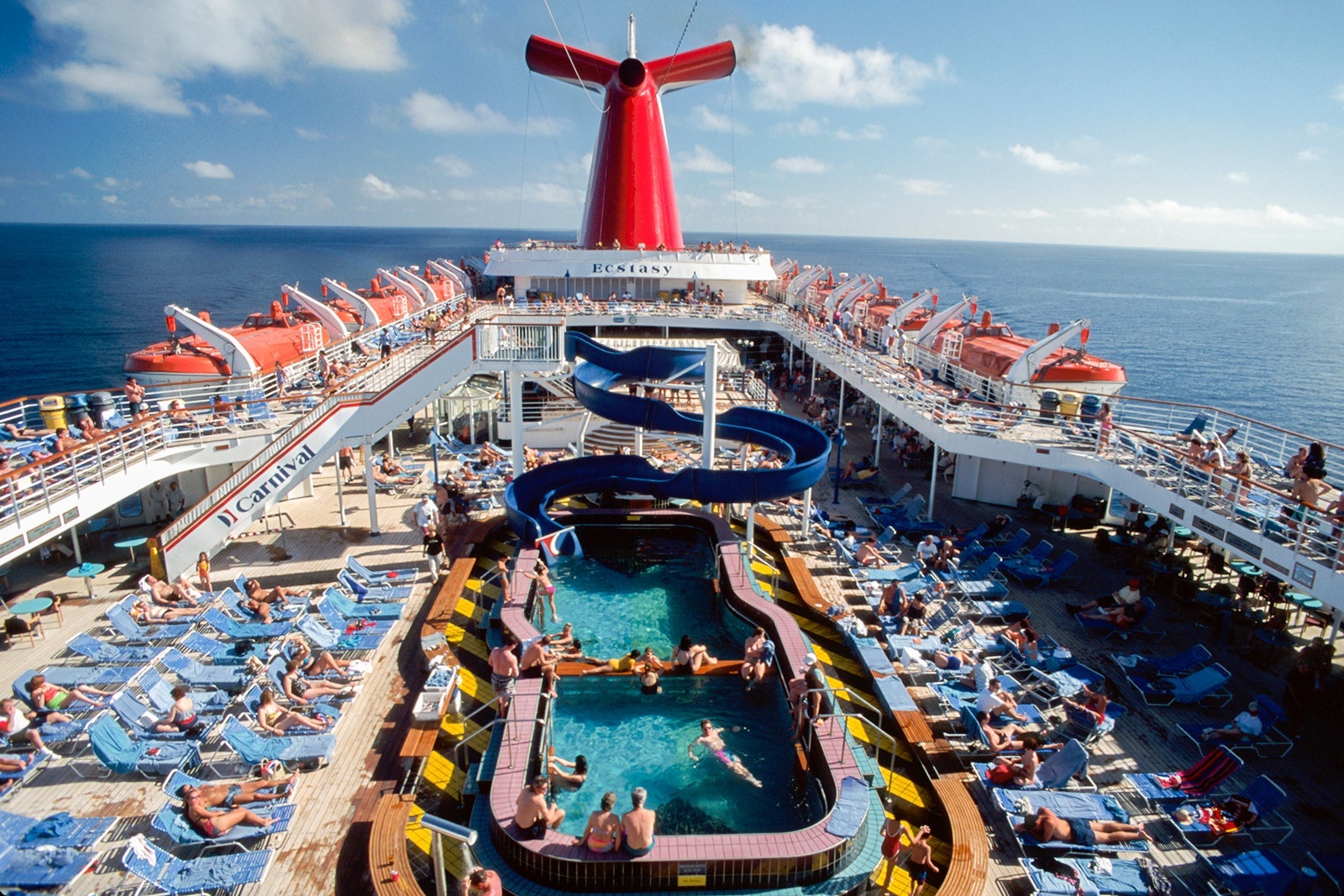Carnival Ecstasy cruise ship, Lido Deck, swimming pool