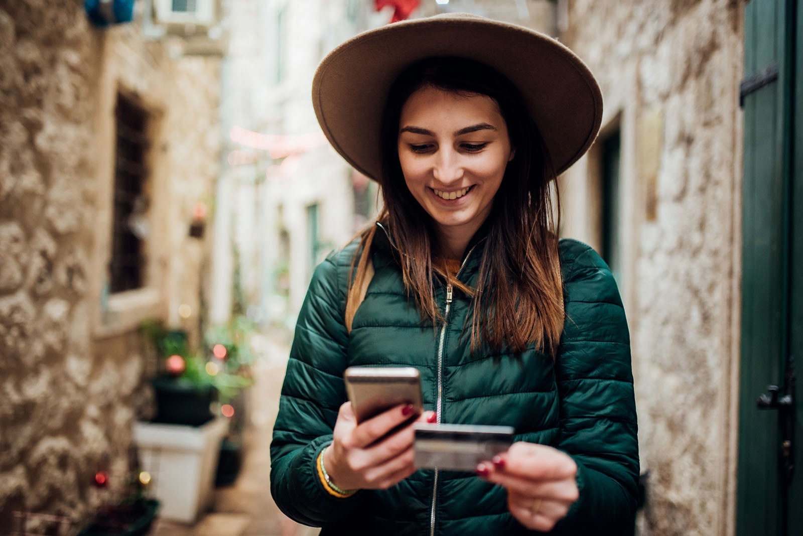 Young woman shopping online
