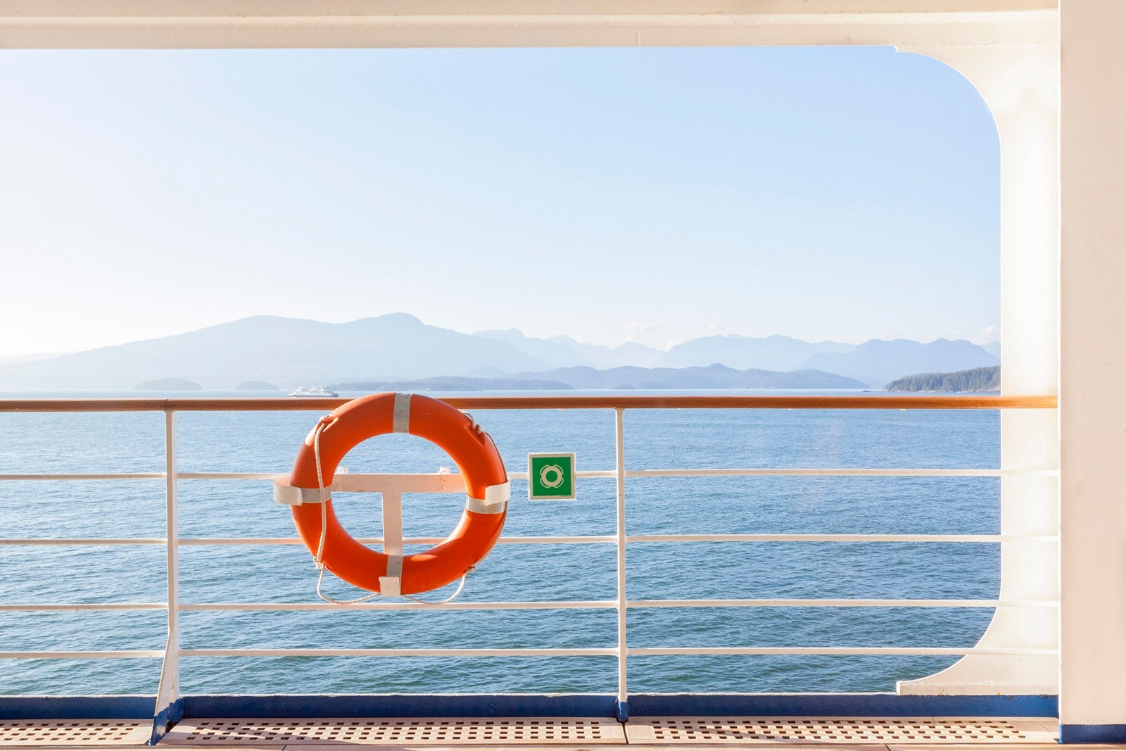 Lifebelt at an outside deck of a cruise ship - Vancouver, Canada