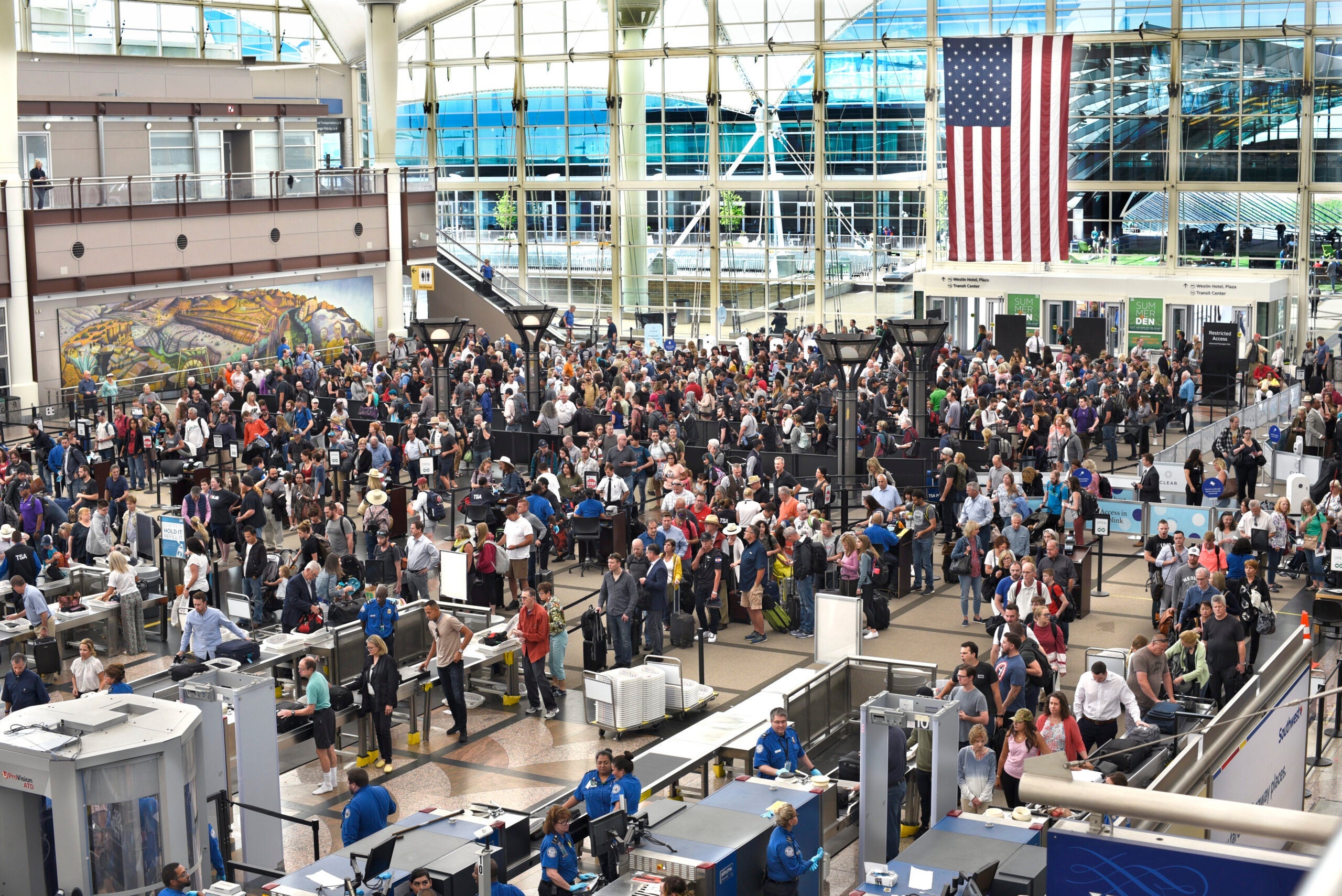 TSA security lines at Denver International Airport