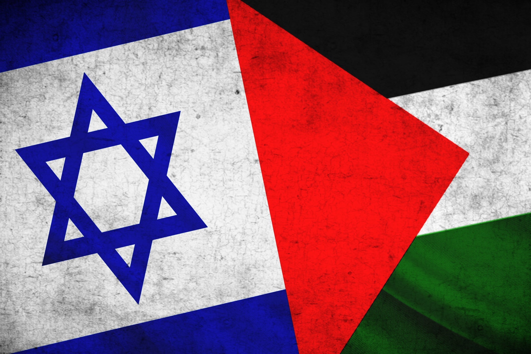 Israeli and Palestinian flag.