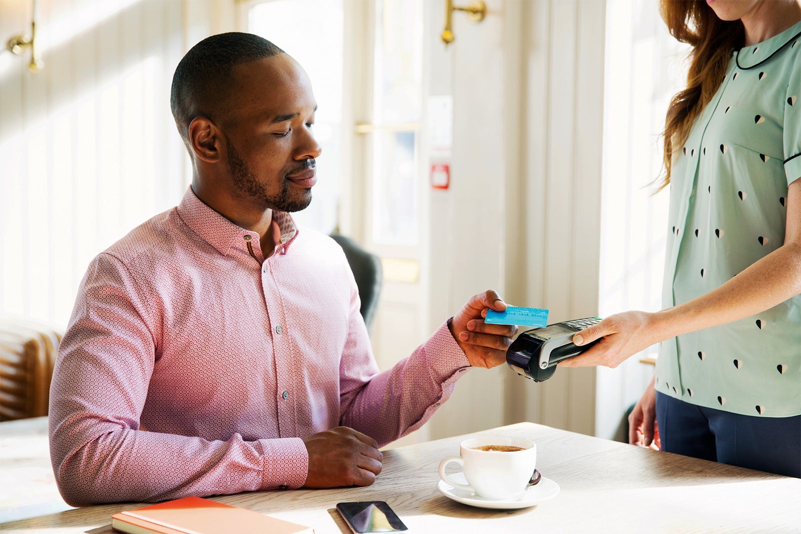 Man using contactless payment