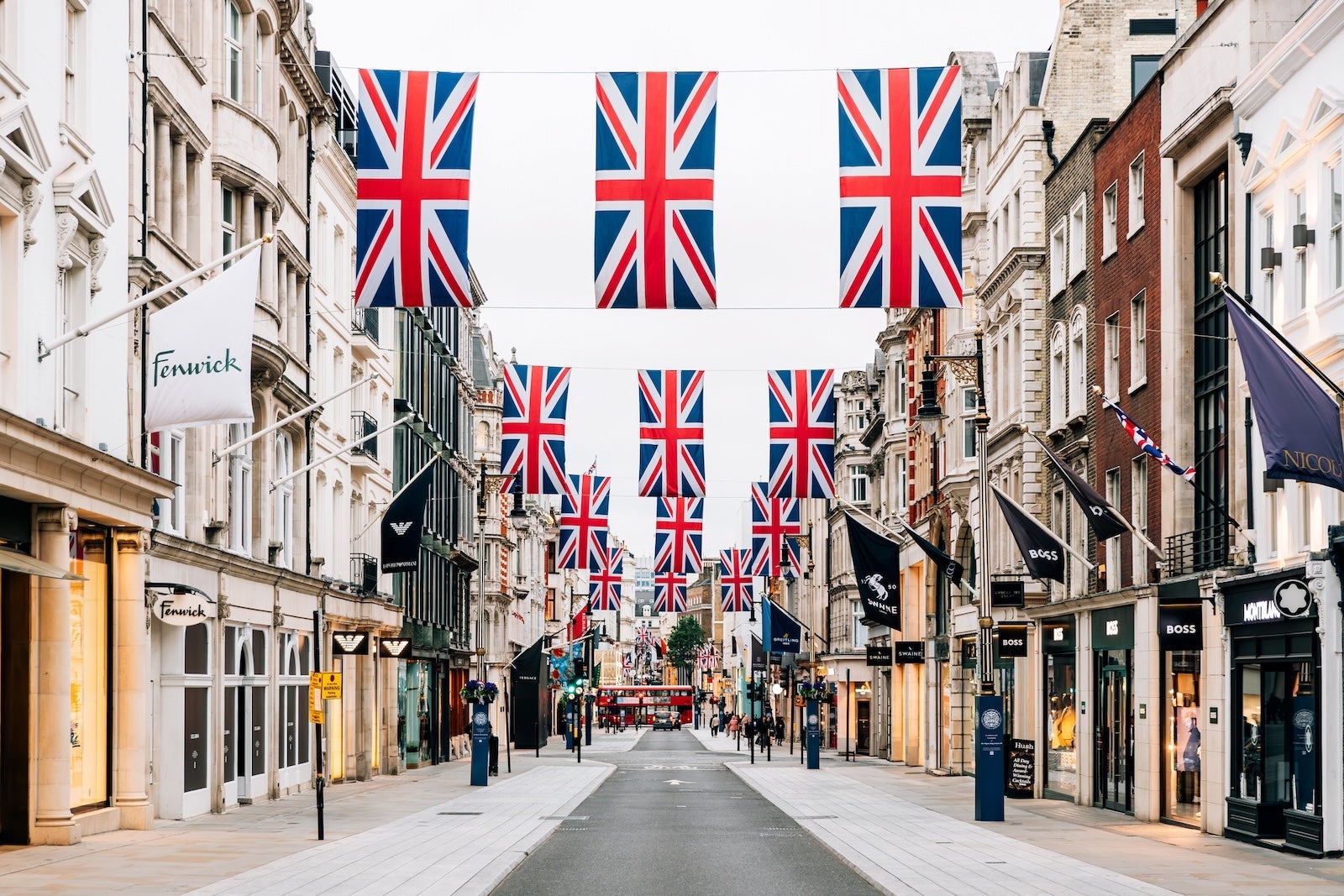 Luxury shops on Bond street in Mayfair district, London, UK