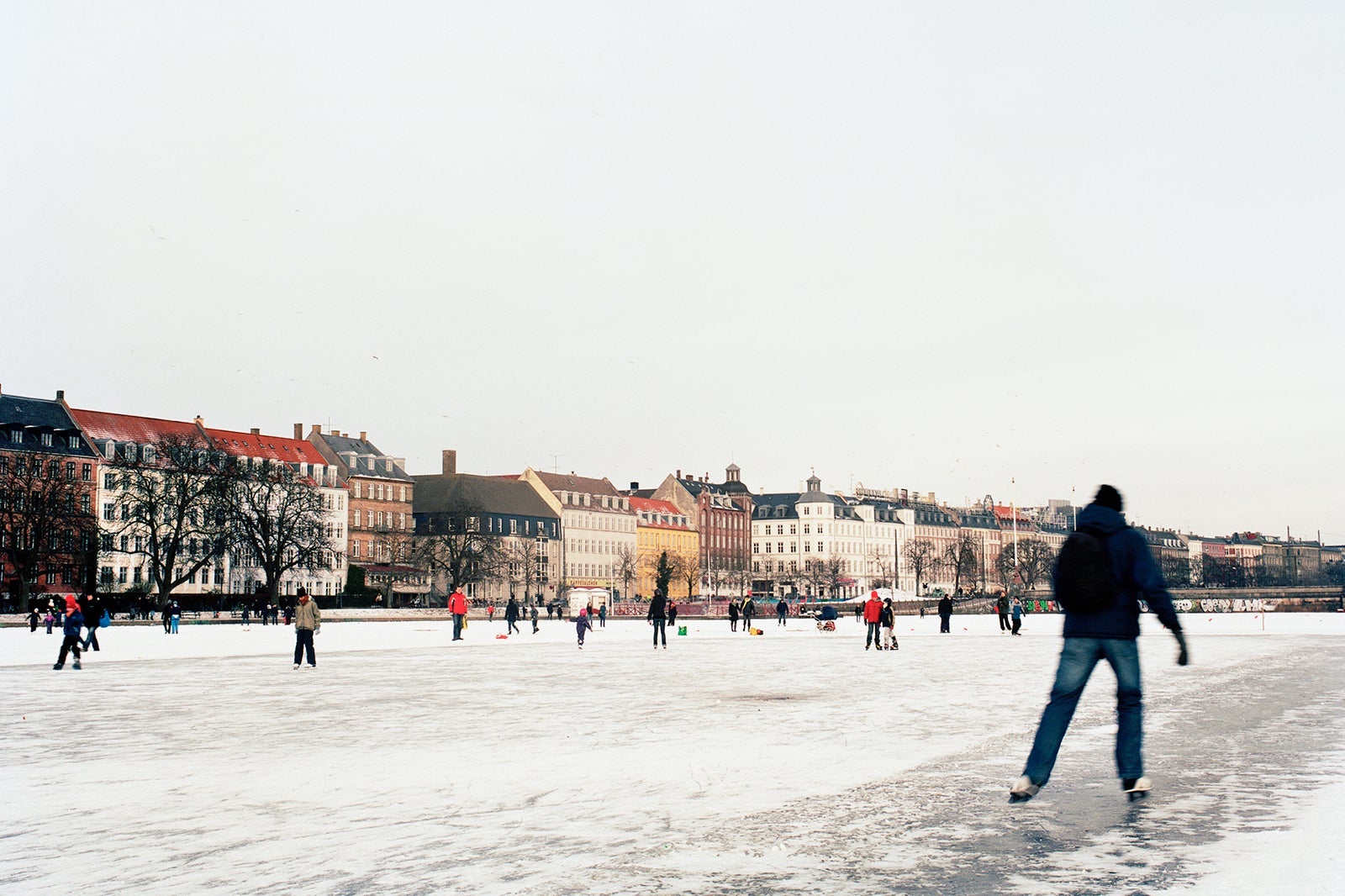 ice skating on frozen lake in Copenhagen
