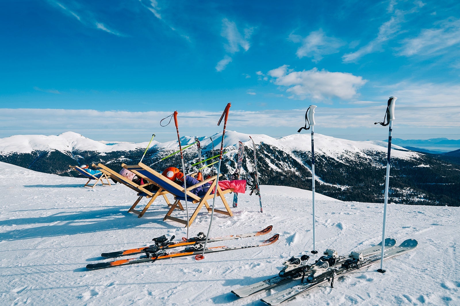 Apres-Ski people in the sun on the sunbed, Bad Kleinkirchheim, Austria