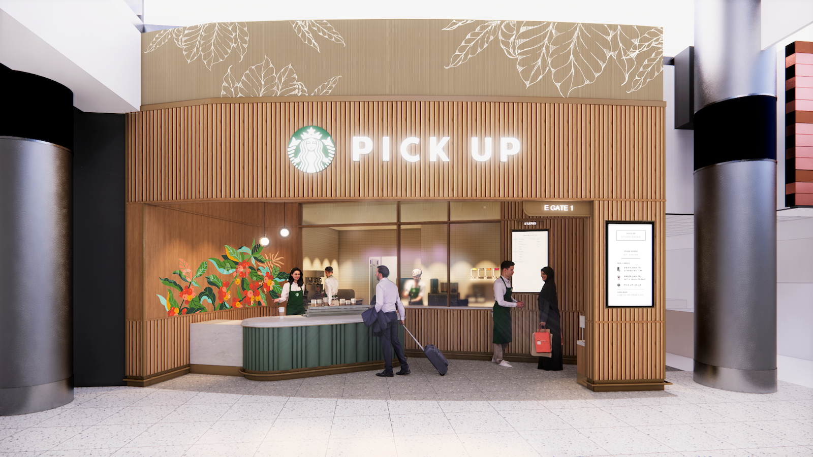 Starbucks_IAH Pick Up Term E Gate 1_Storefront Render