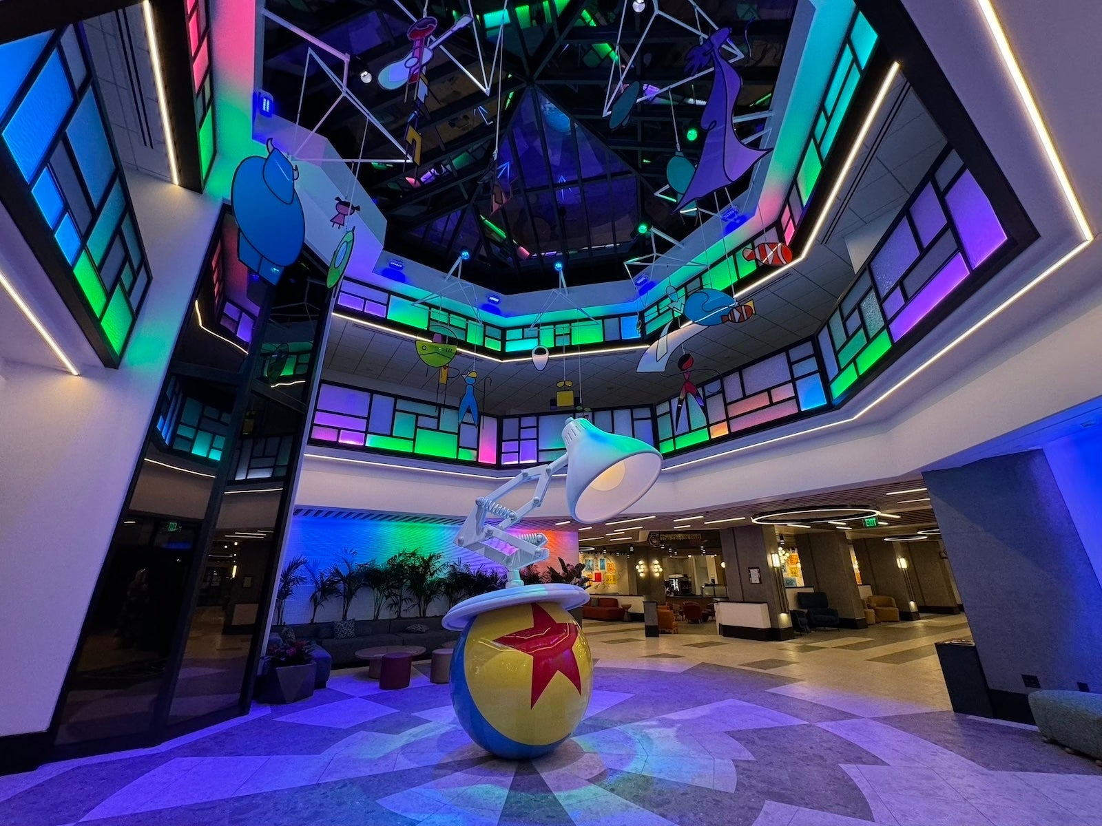 Pixar Place Hotel Disneyland Lobby colors 1 copy